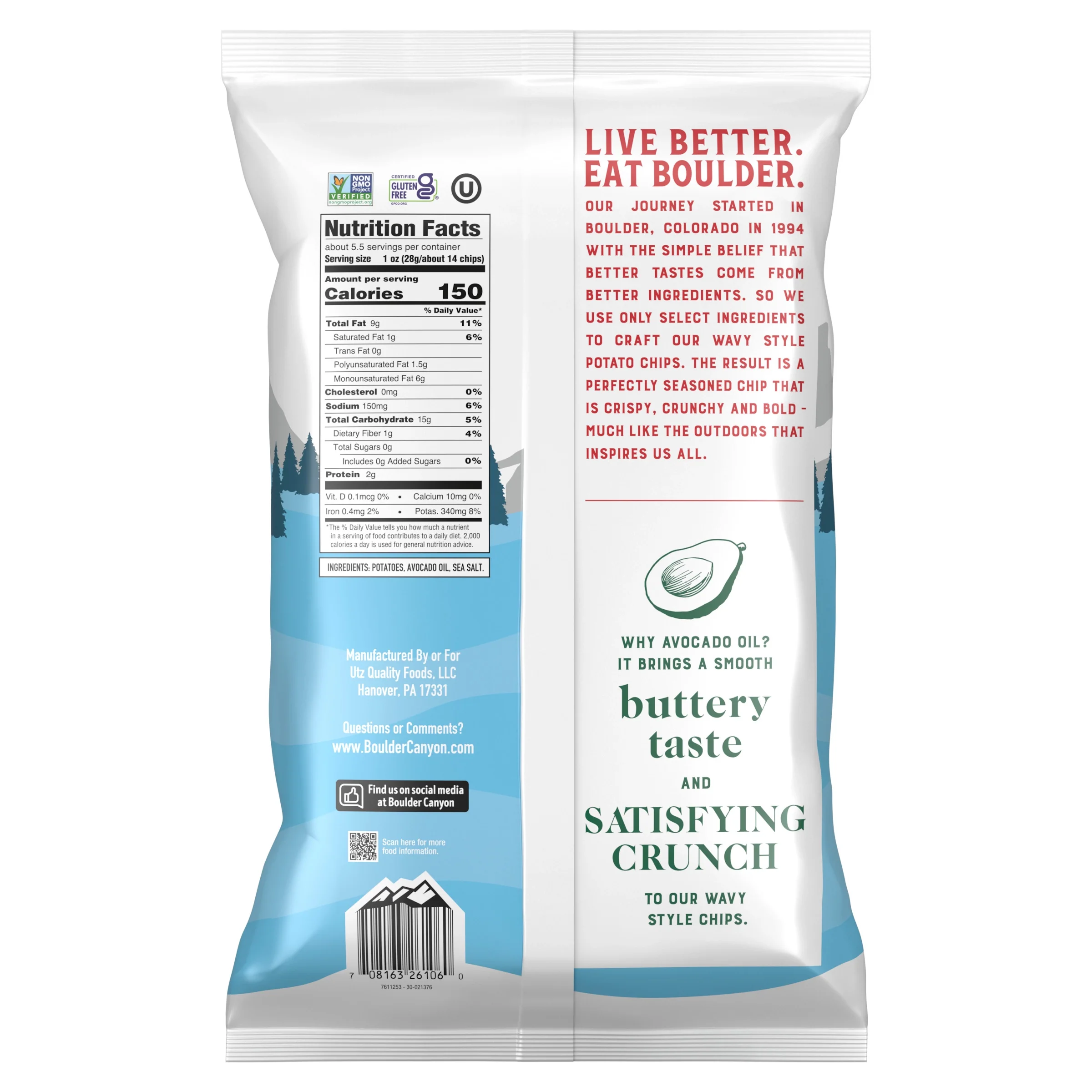 Boulder Canyon Wavy Sea Salt Potato Chips 5.5 oz - Image 6