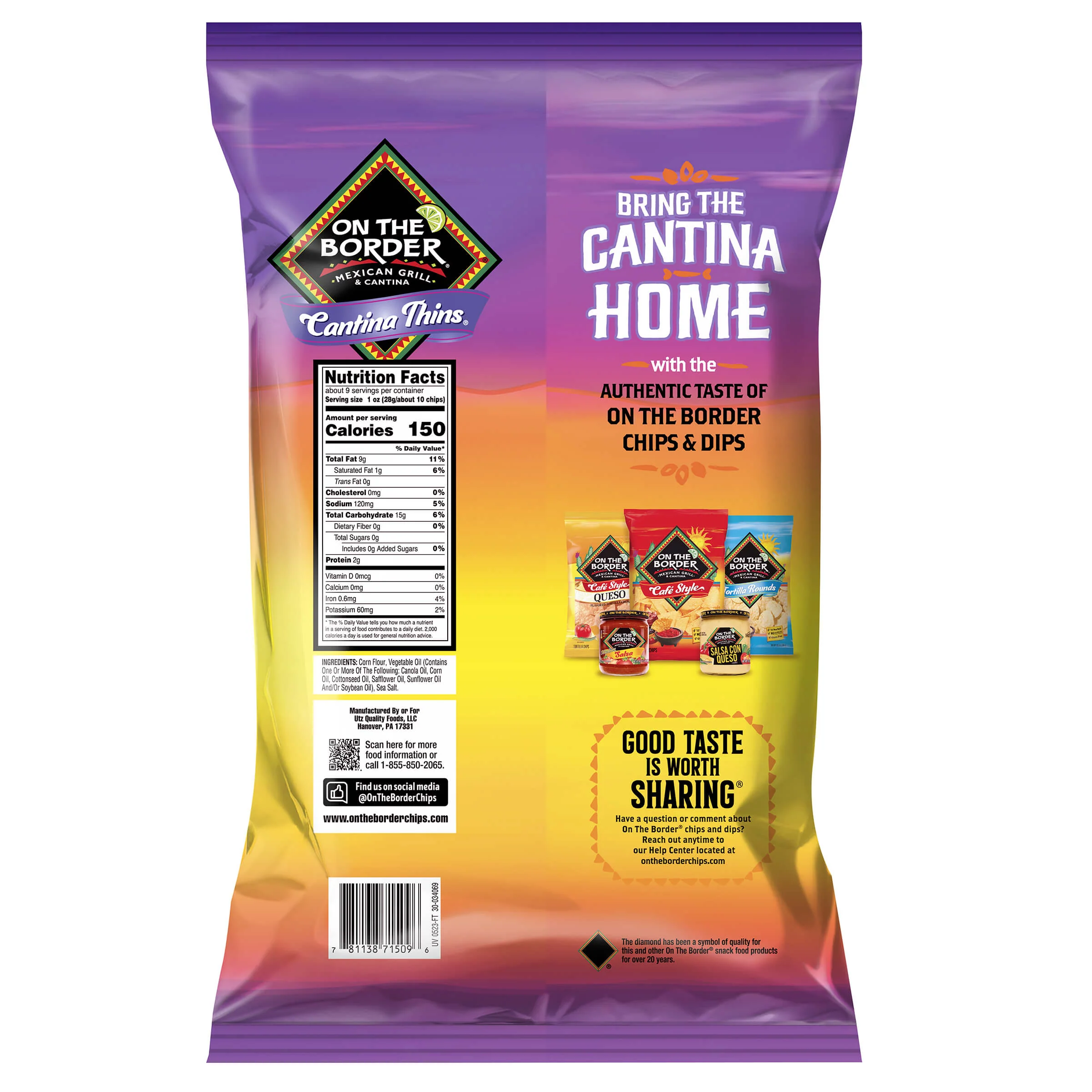 On The Border Tortilla Chips Cantina Thins 9.125 oz - Image 6