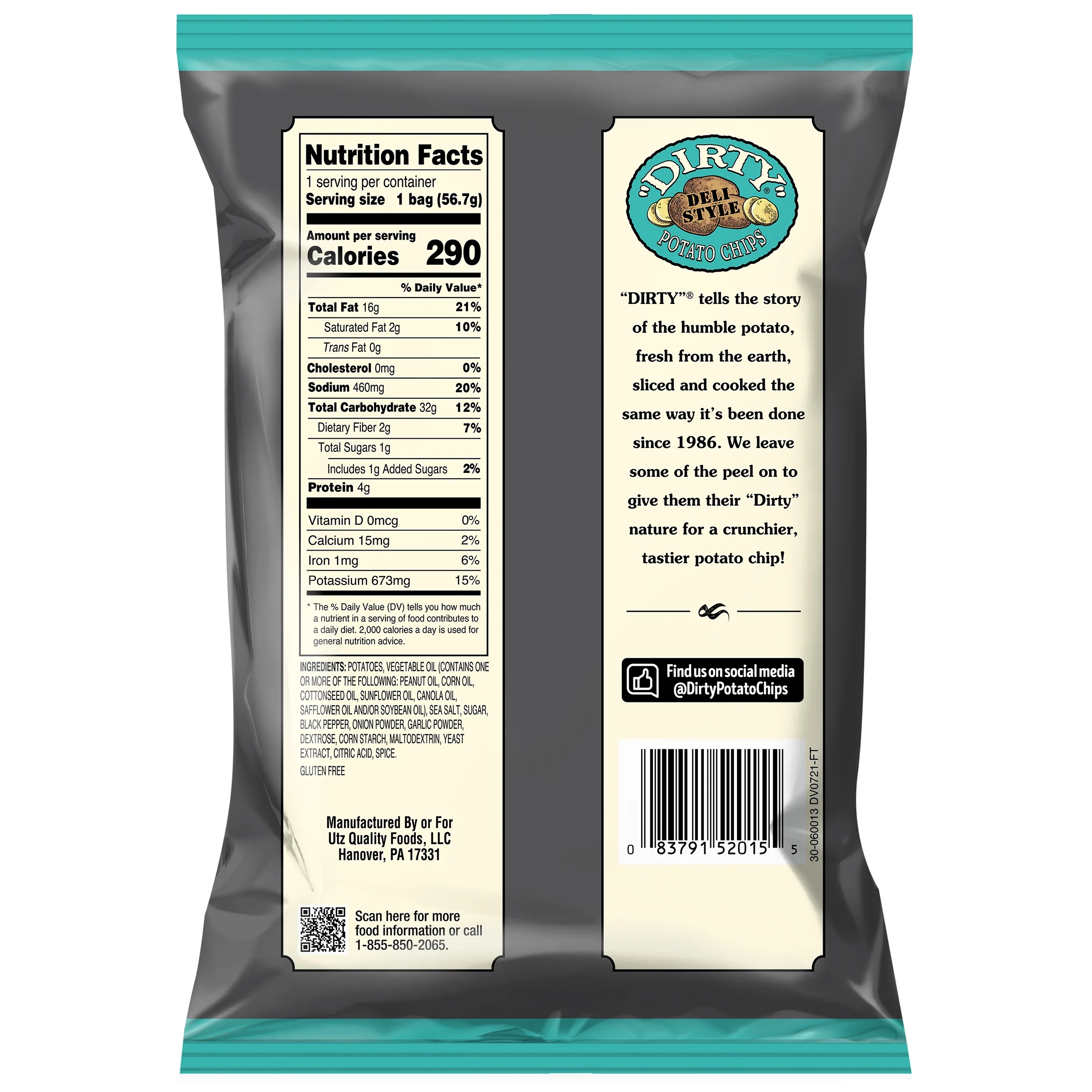 Dirty Kettle Style Potato Chips Cracked Pepper & Sea Salt 2 oz - Image 5
