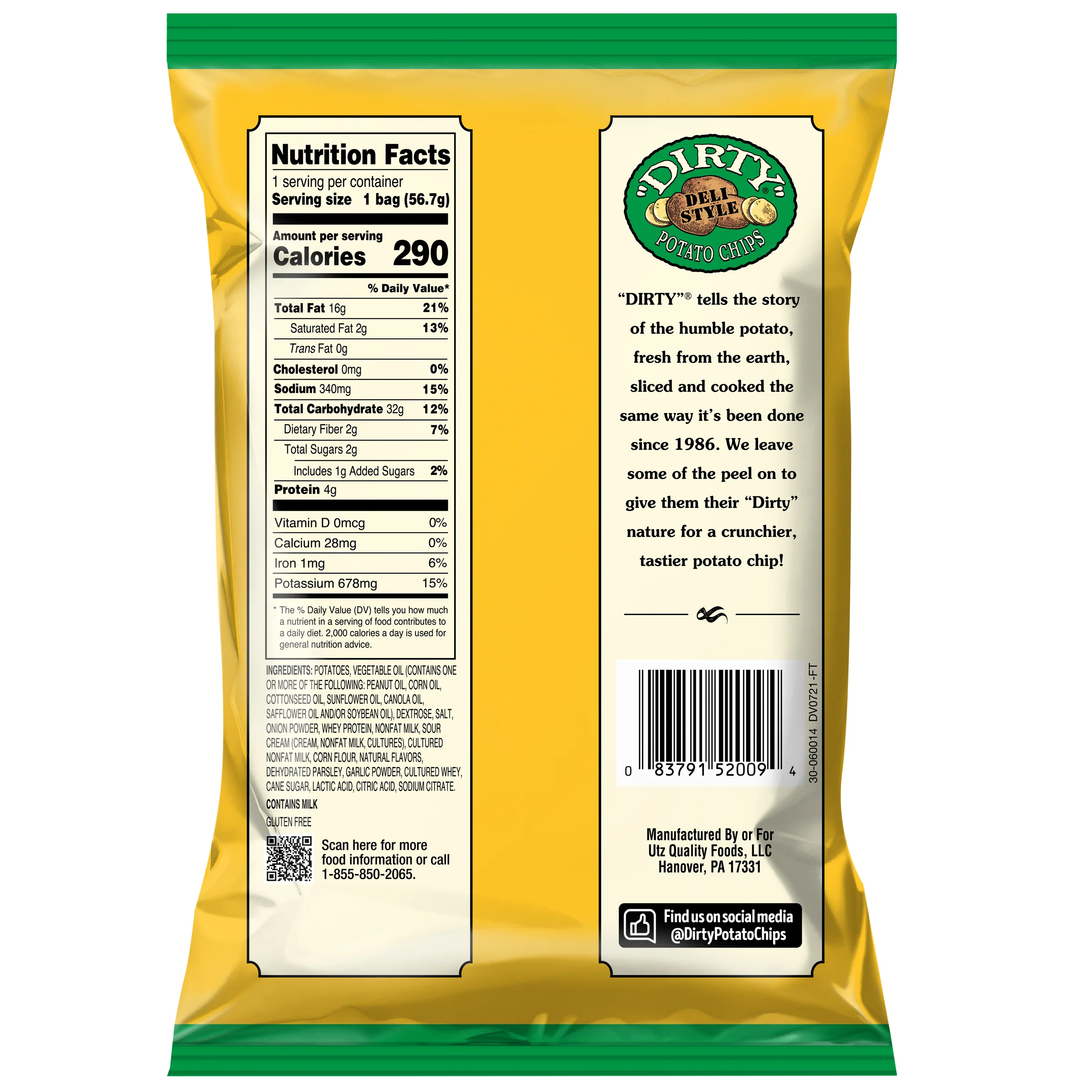 Dirty Kettle Style Potato Chips Sour Cream & Onion 2 oz - Image 6