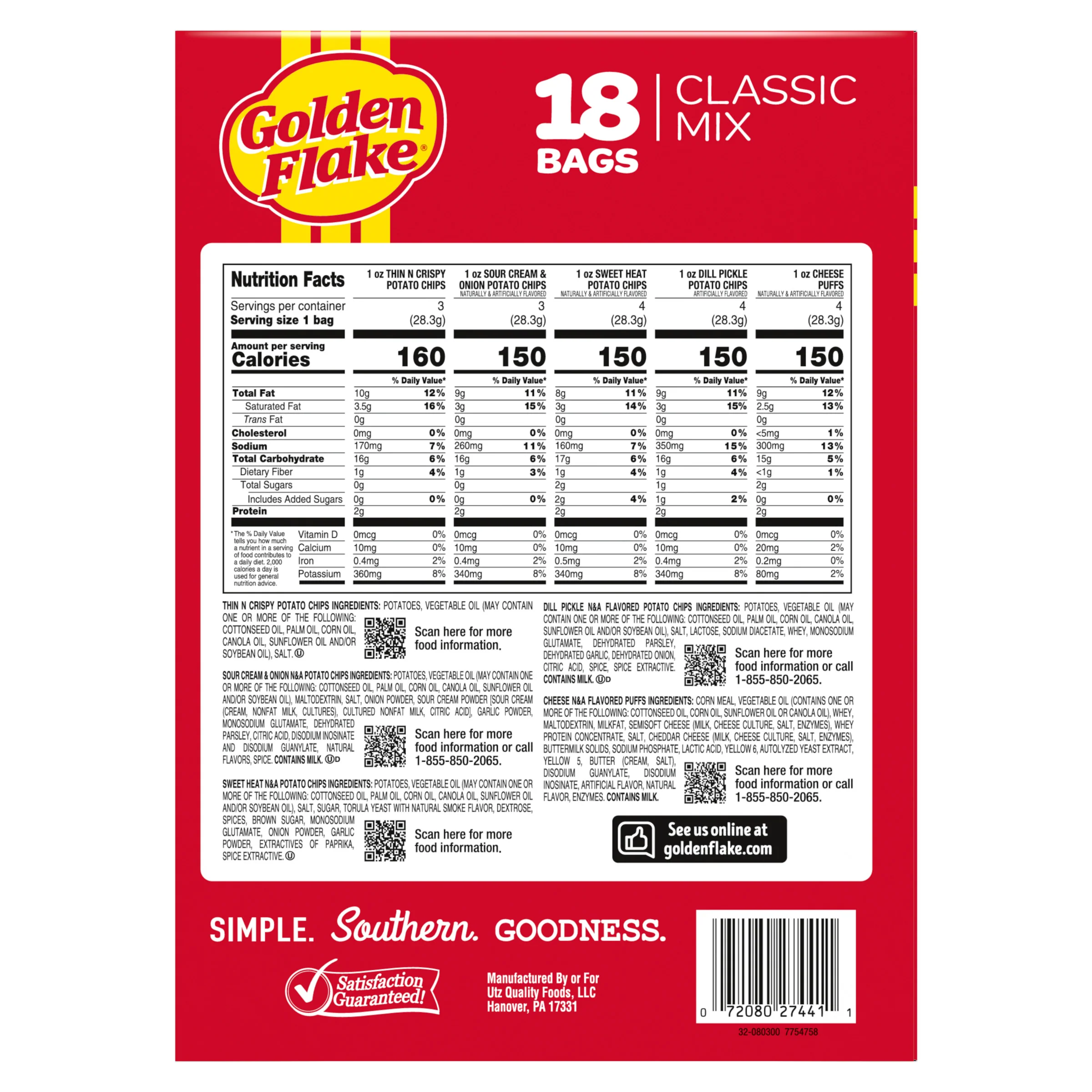 Golden Flake Classic Mix Variety Pack 18ct (1 oz Bags) - Image 7