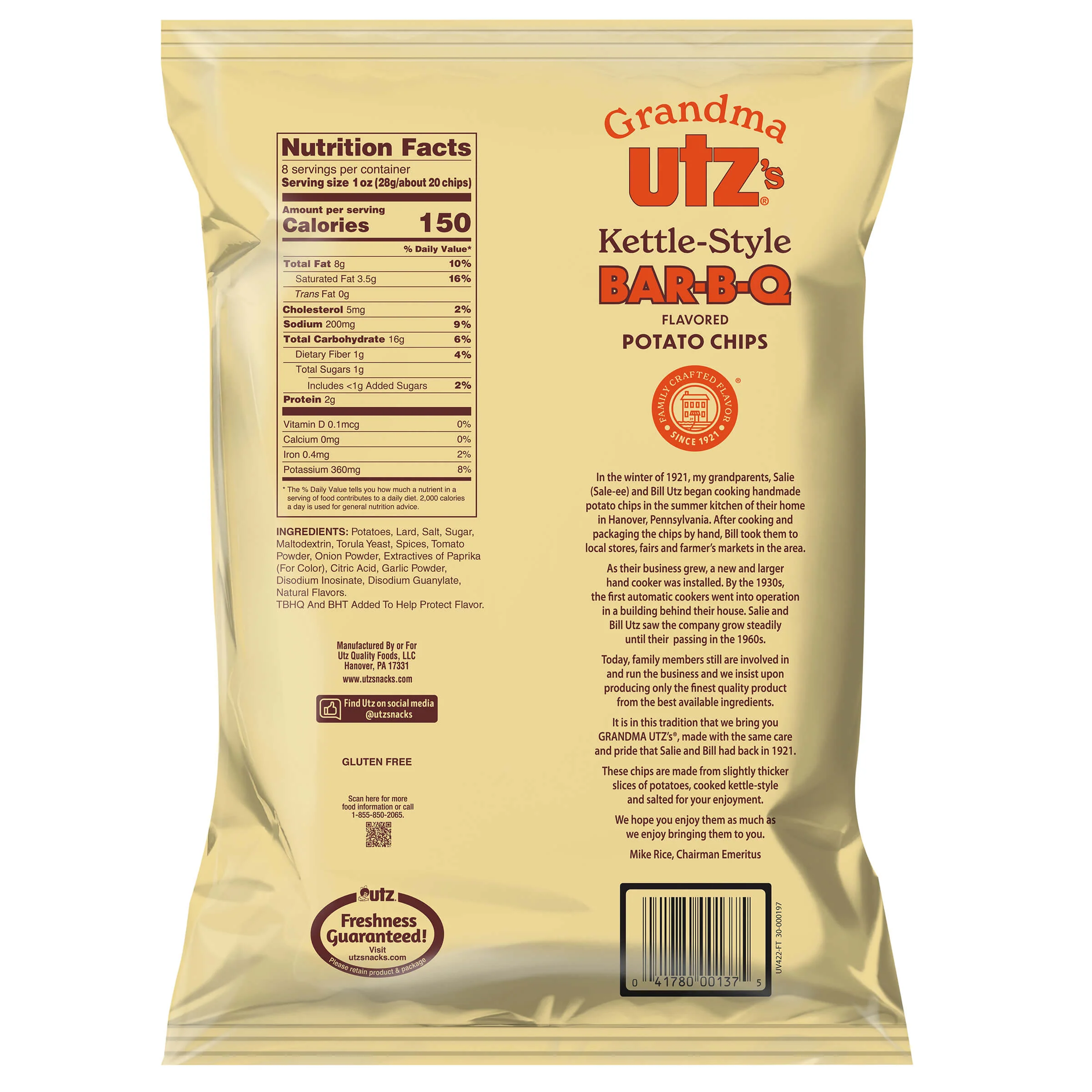 Grandma Utz Kettle-Style Potato Chips BBQ 8 oz - Image 3