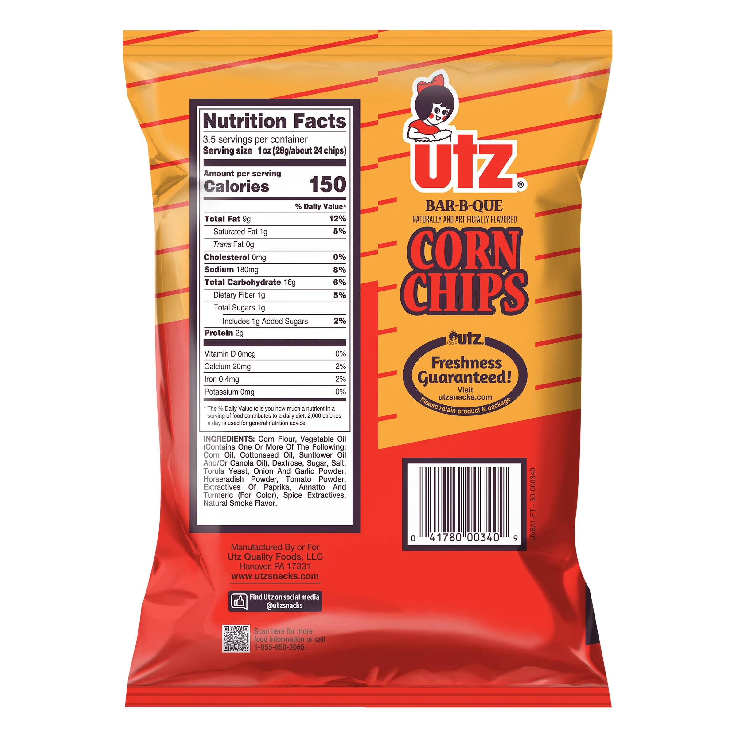 Utz Corn Chips Barbeque 3.5 oz. - Image 3