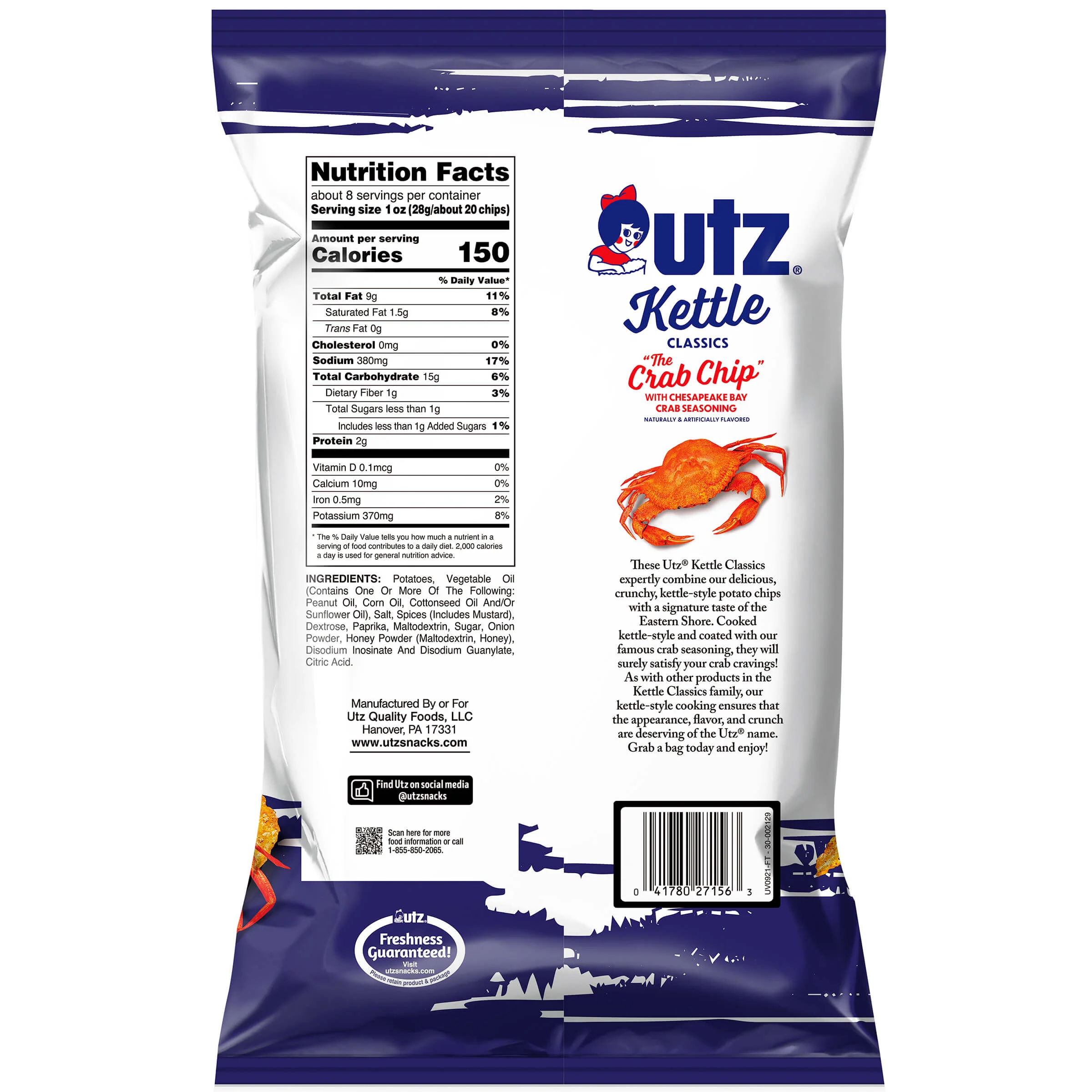 Utz Kettle Classics Potato Chips Crab 7.5 oz - Image 4