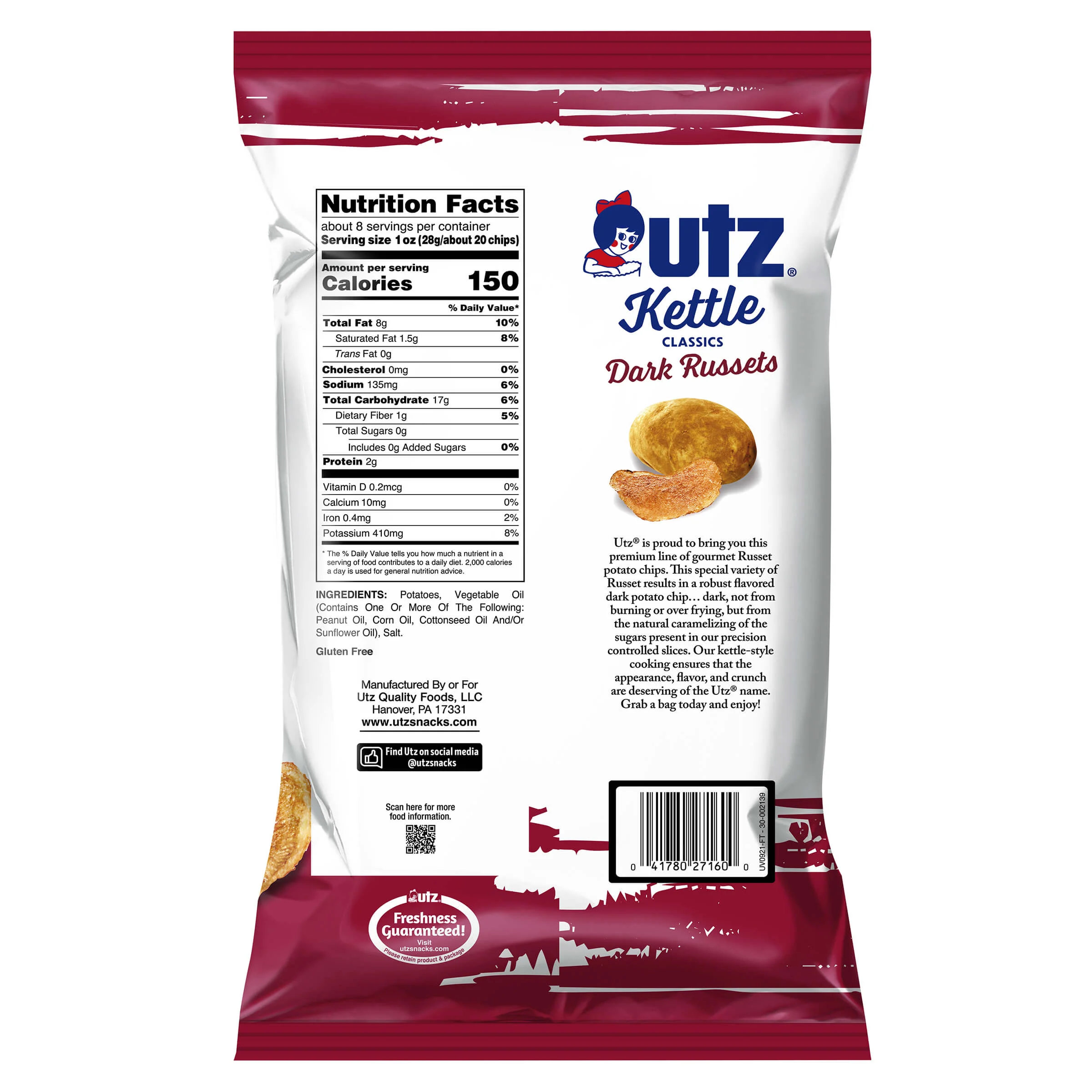 Utz Kettle Classics Potato Chips Dark Russets 7.5 oz - Image 4
