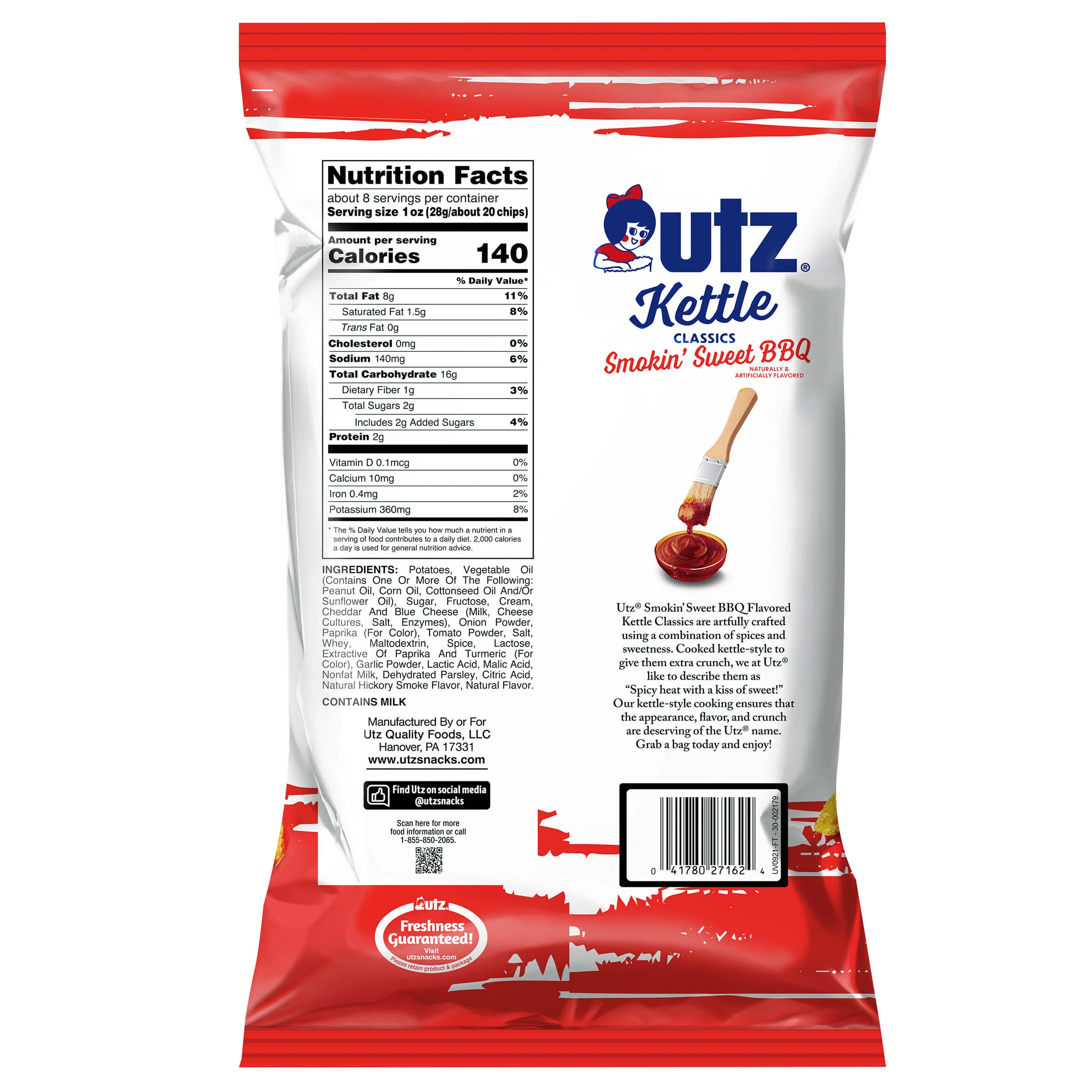Utz Kettle Classics Potato Chips Smokin Sweet BBQ 7.5 oz - Image 4