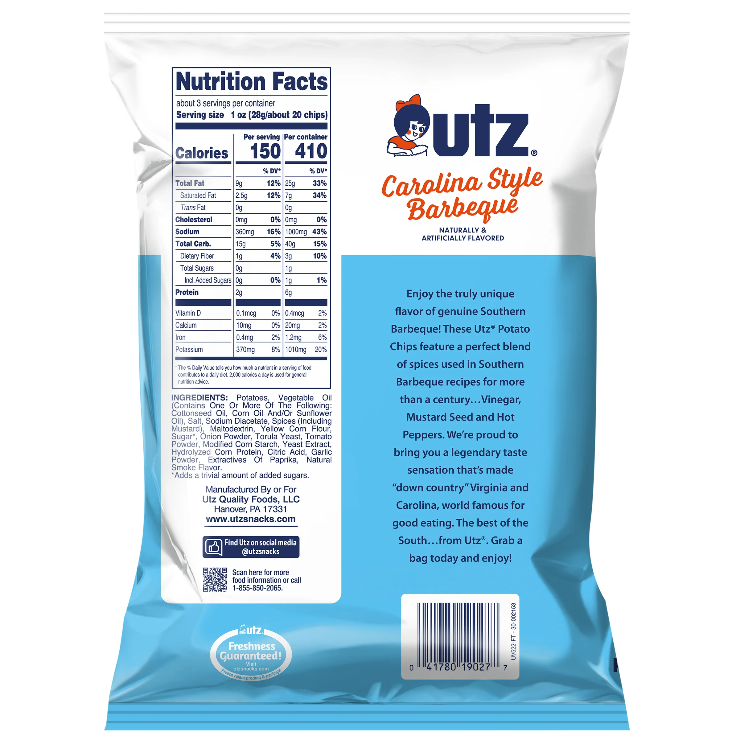 Utz Potato Chips Carolina Barbeque 2.75 oz. - Image 3