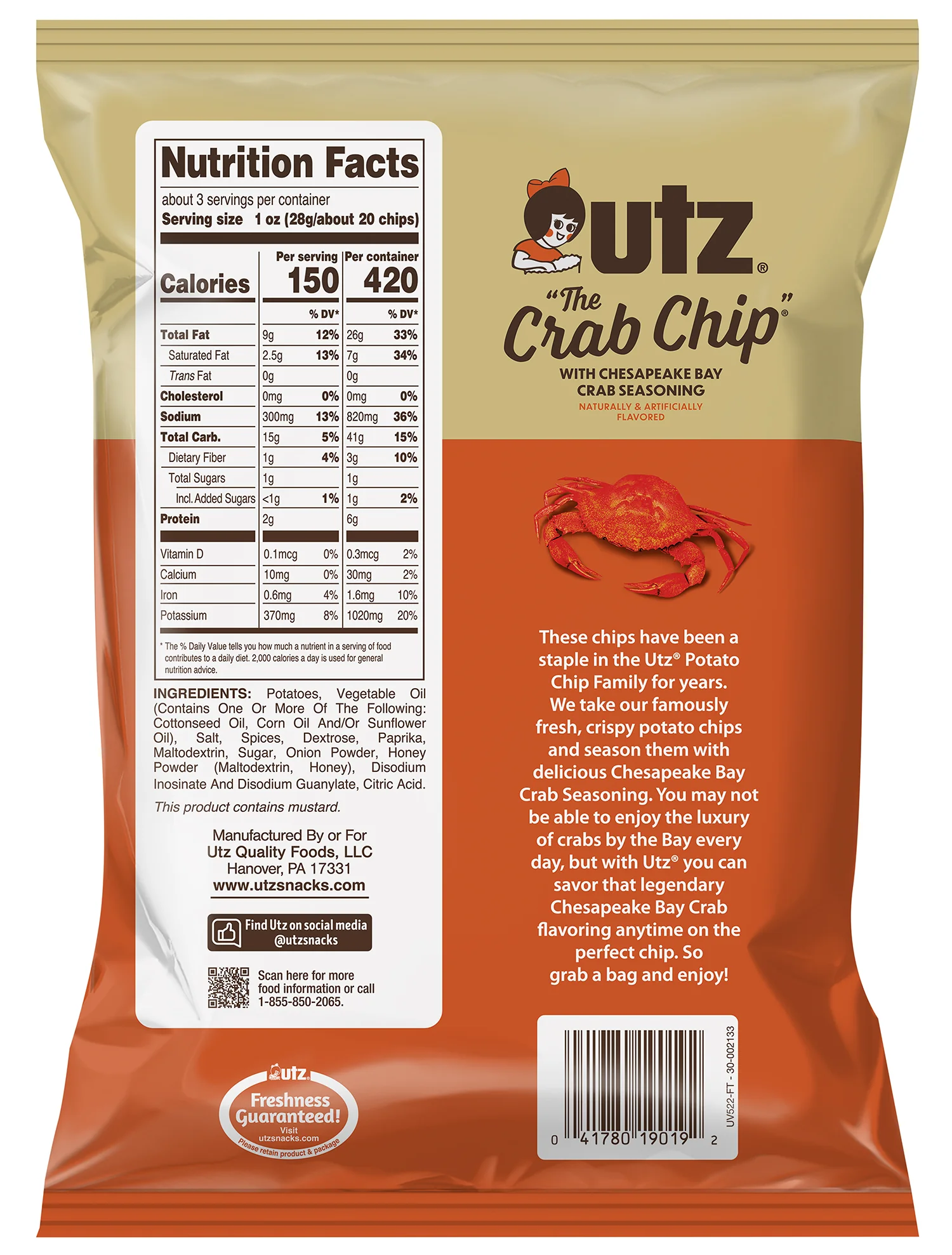 Utz Potato Chips Crab 2.75 oz. - Image 7