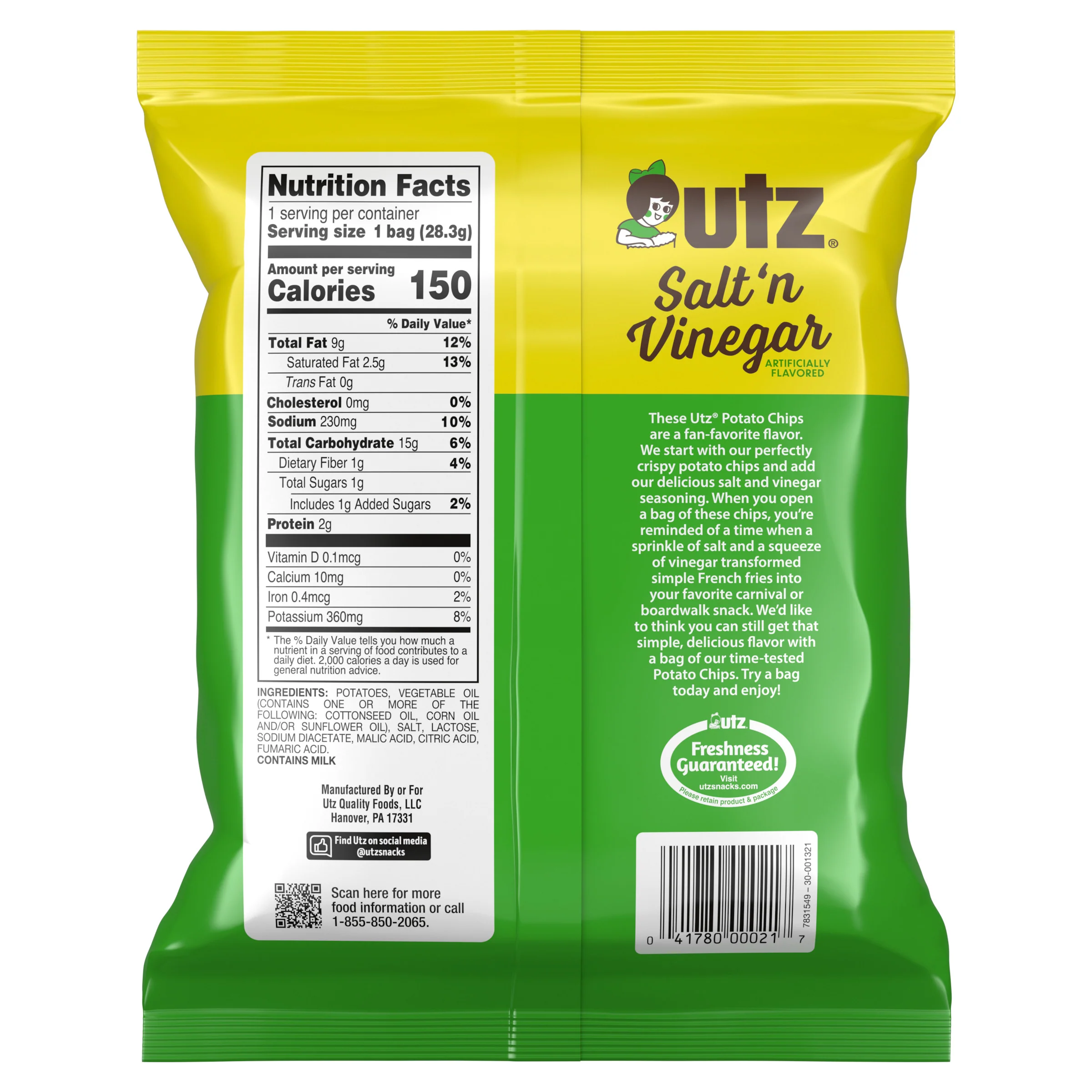 Utz Potato Chips Salt & Vinegar 1 oz. - Image 5