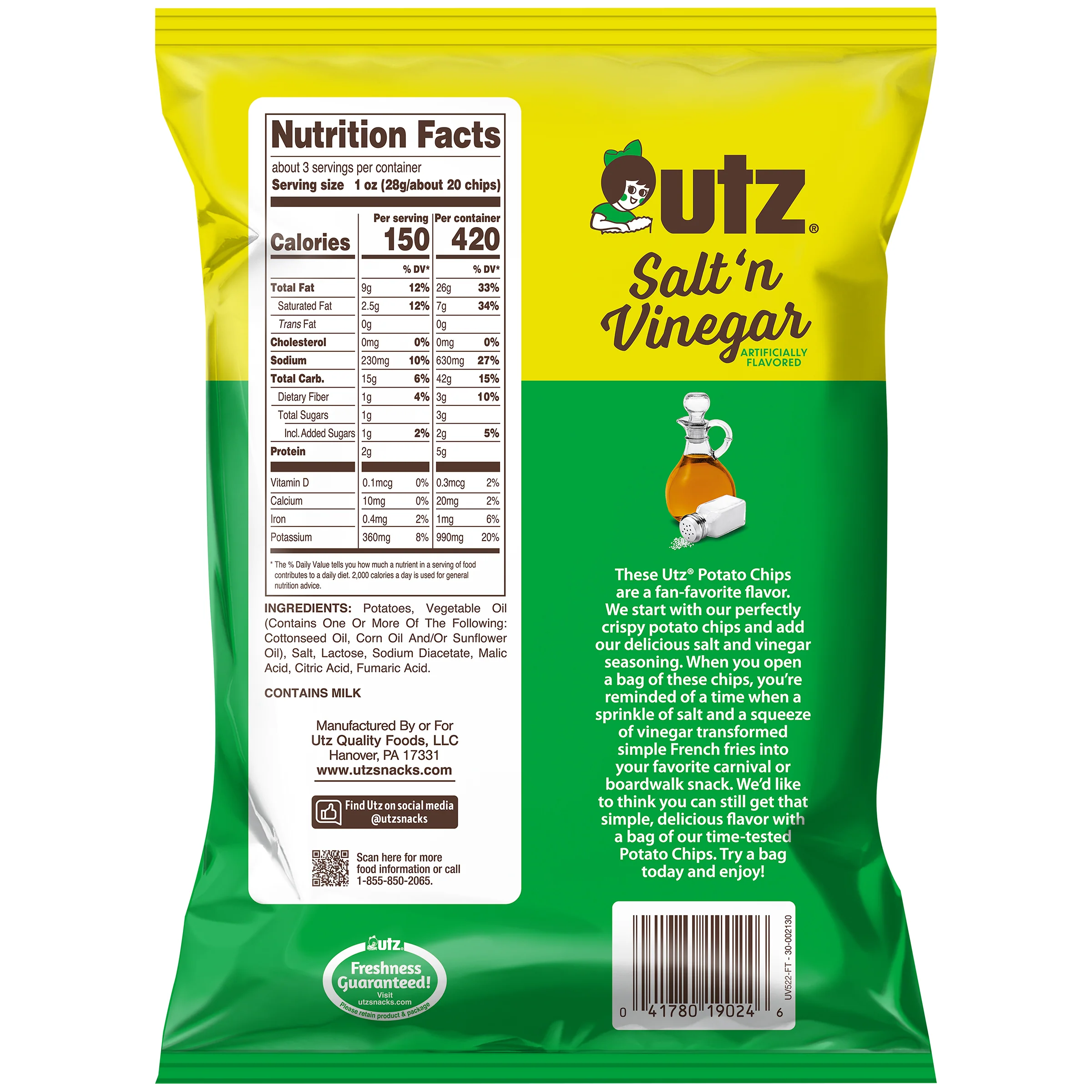 Utz Potato Chips Salt & Vinegar 2.75 oz. - Image 5