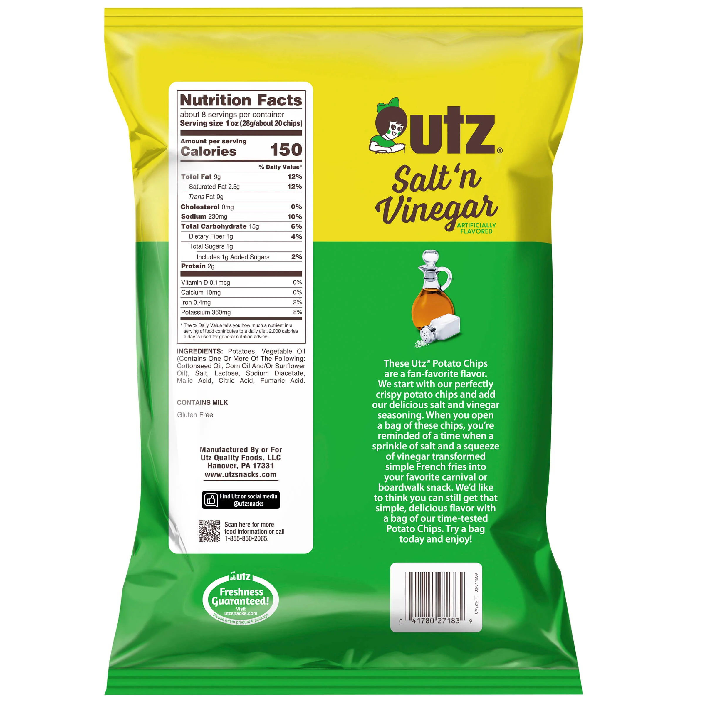 Utz Potato Chips Salt & Vinegar 7.75 oz - Image 4