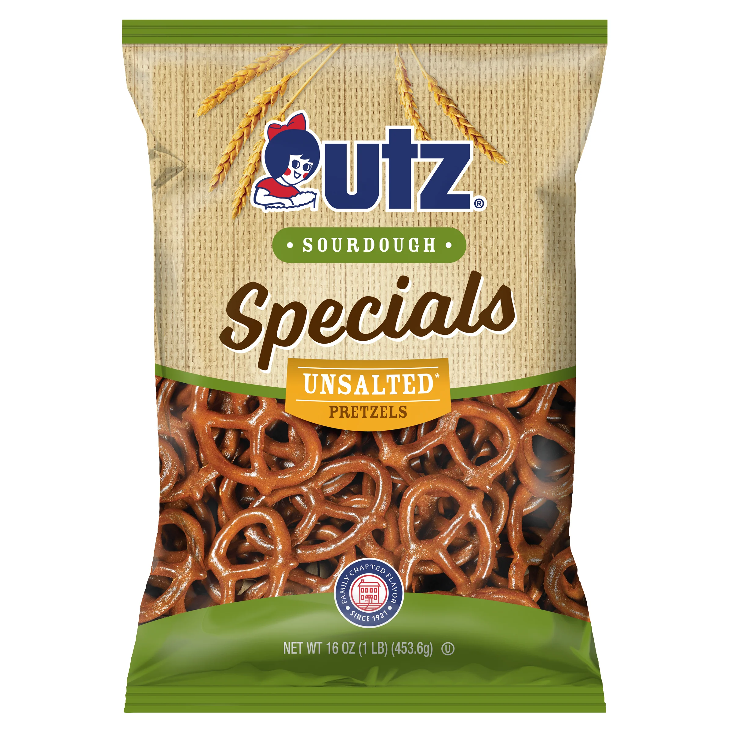 Utz Sourdough Specials Unsalted Pretzels, 16 oz