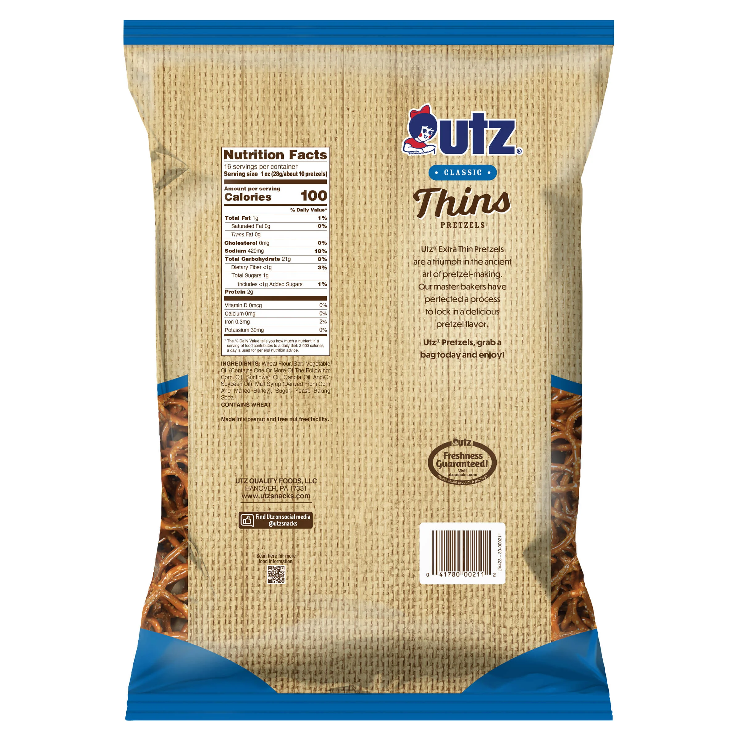 Utz Pretzels Extra Thins 16 oz - Image 4