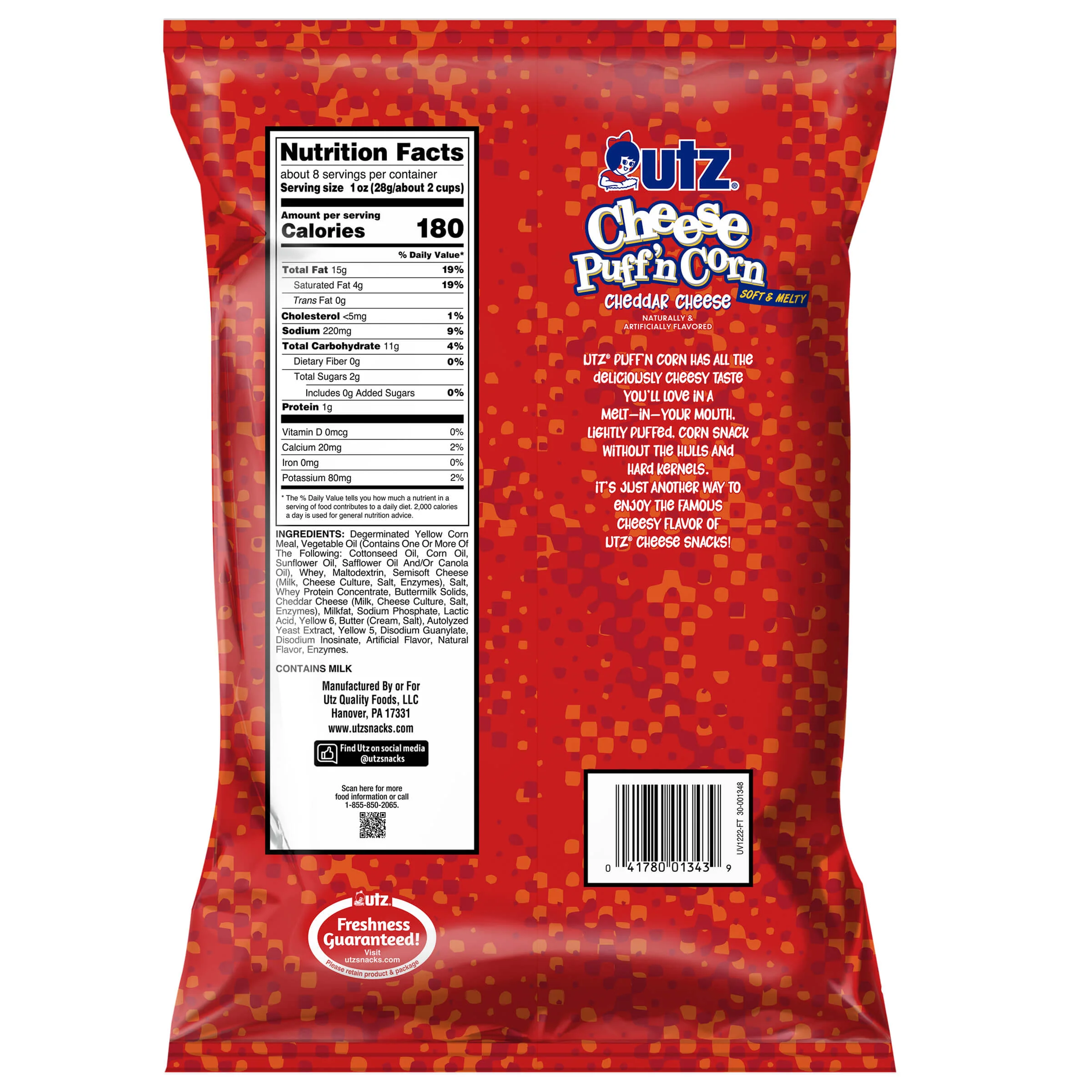 Utz Puff'n Corn Cheddar Cheese 7.5 oz - Image 2