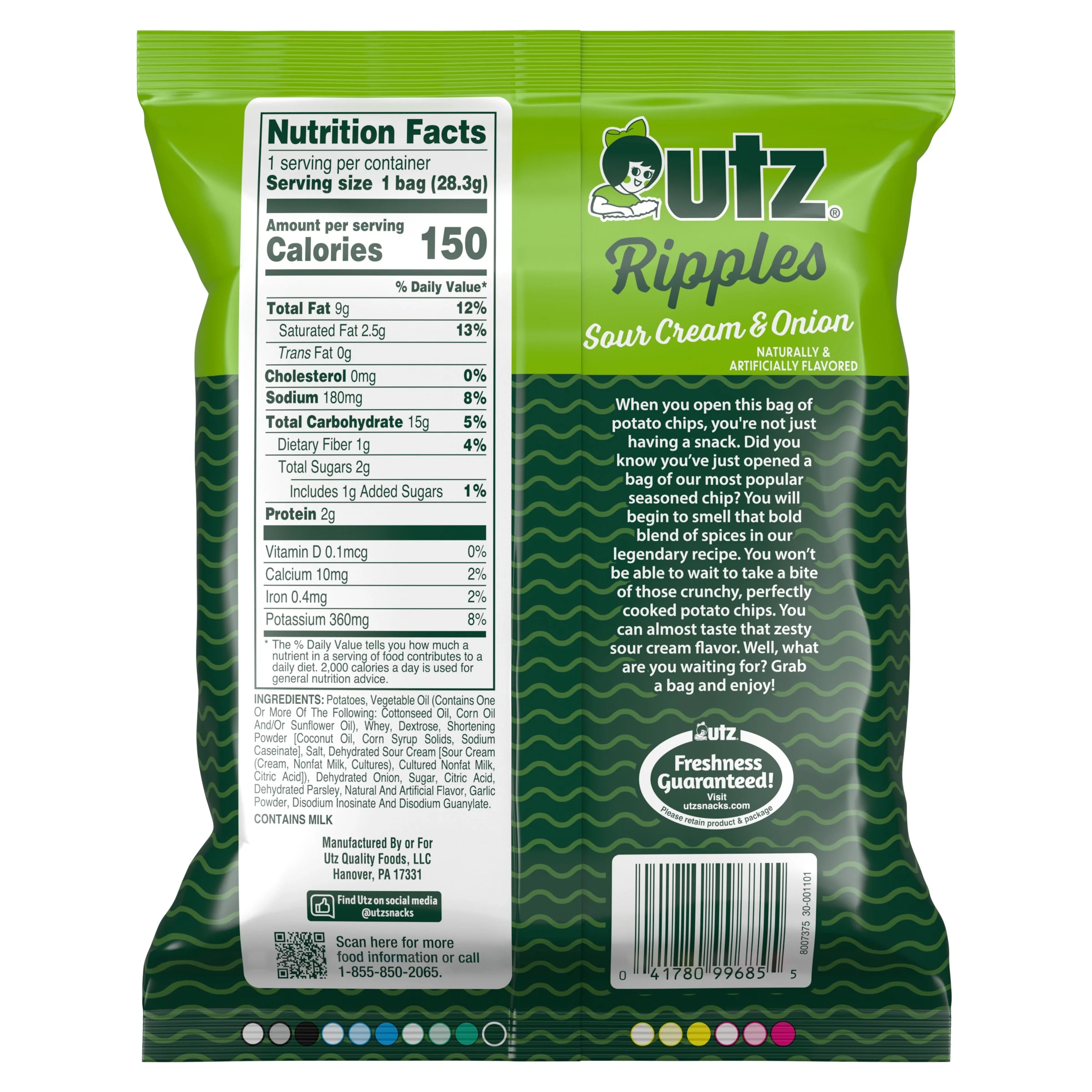 Utz Sour Cream & Onion Potato Chips 1 oz. - Image 3
