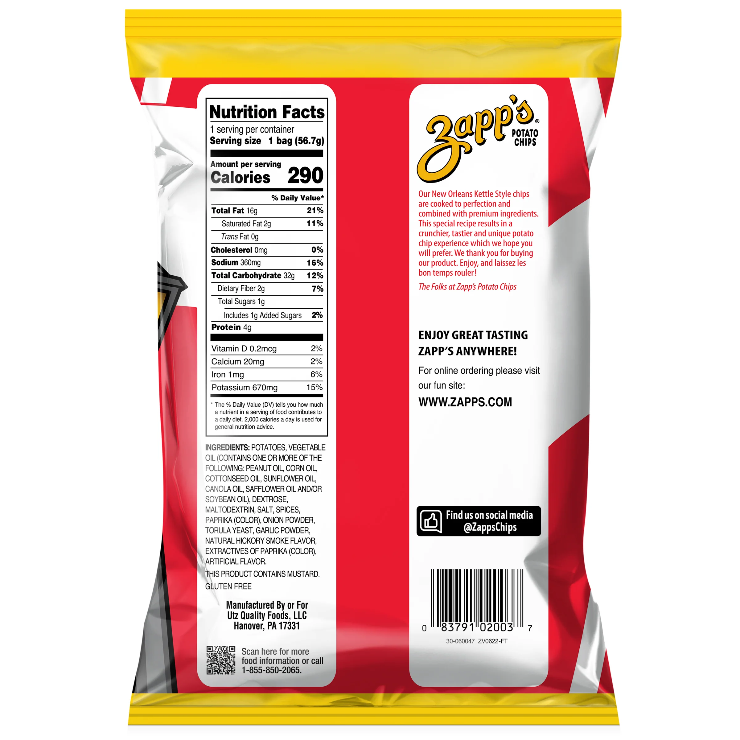 Zapp's Kettle Potato Chips Spicy Cajun Crawtators 2 oz. - Image 6