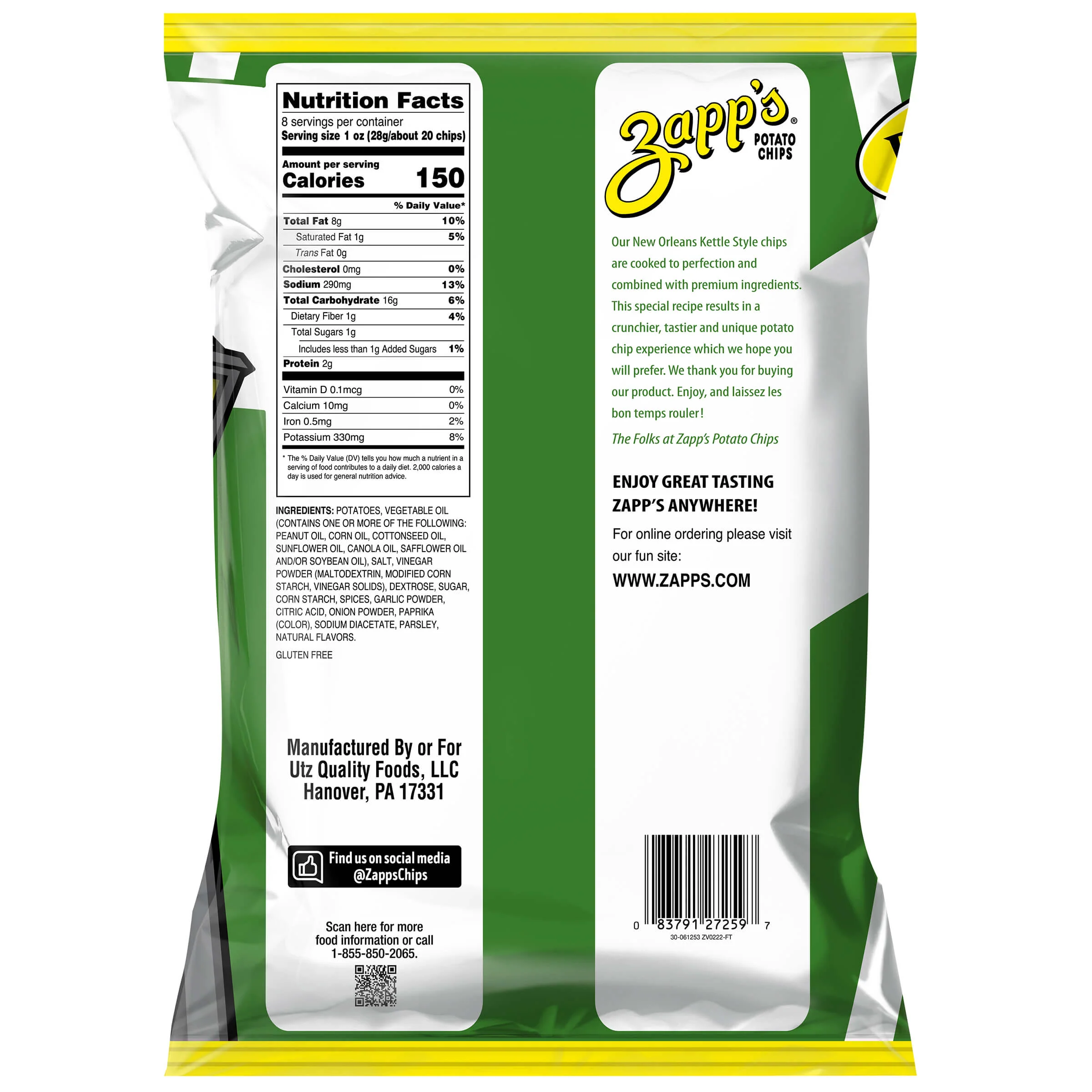 Zapp's Kettle Potato Chips Cajun Dill Gator-tator - Image 8