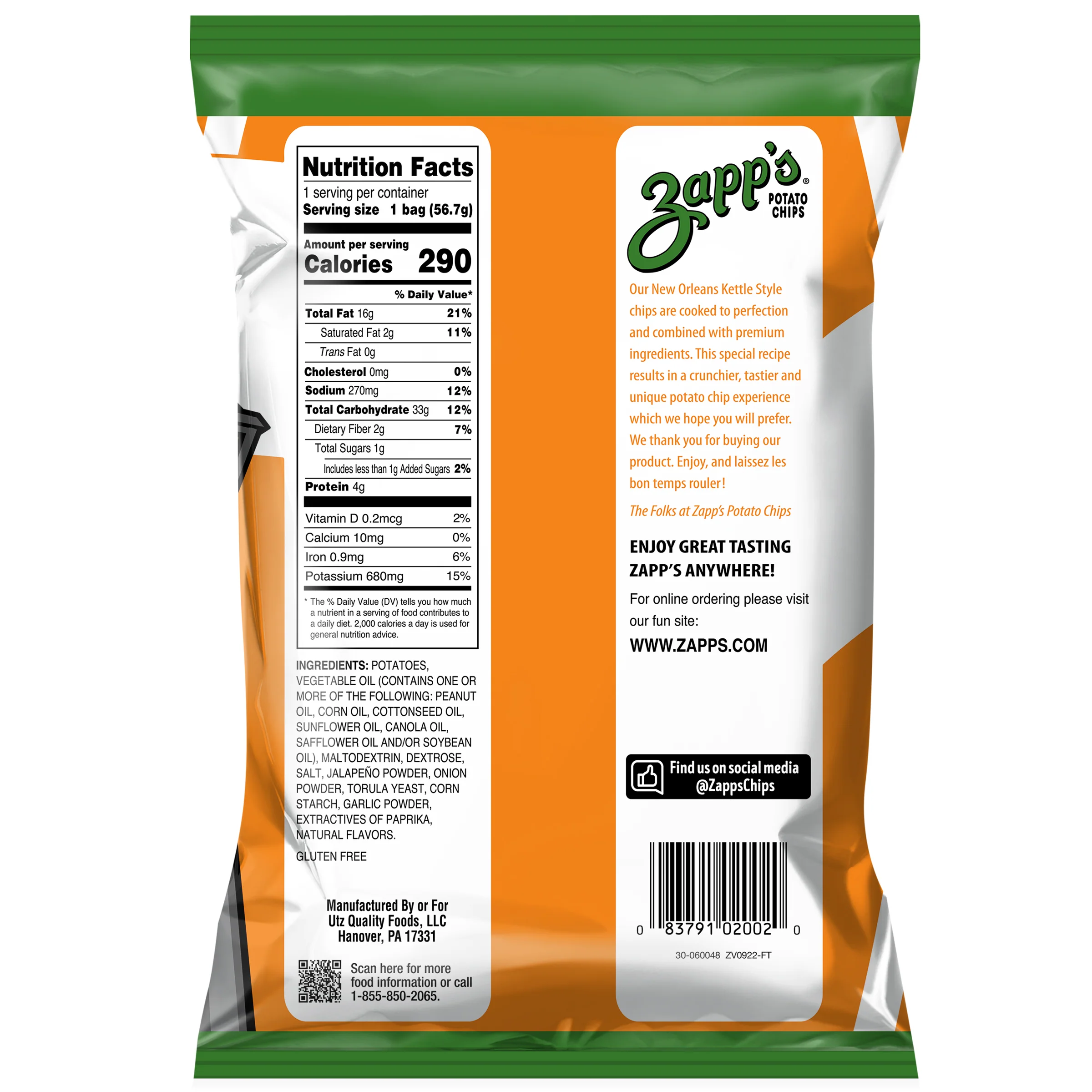 Zapp's Kettle Potato Chips Jalapeno 2 oz. - Image 5