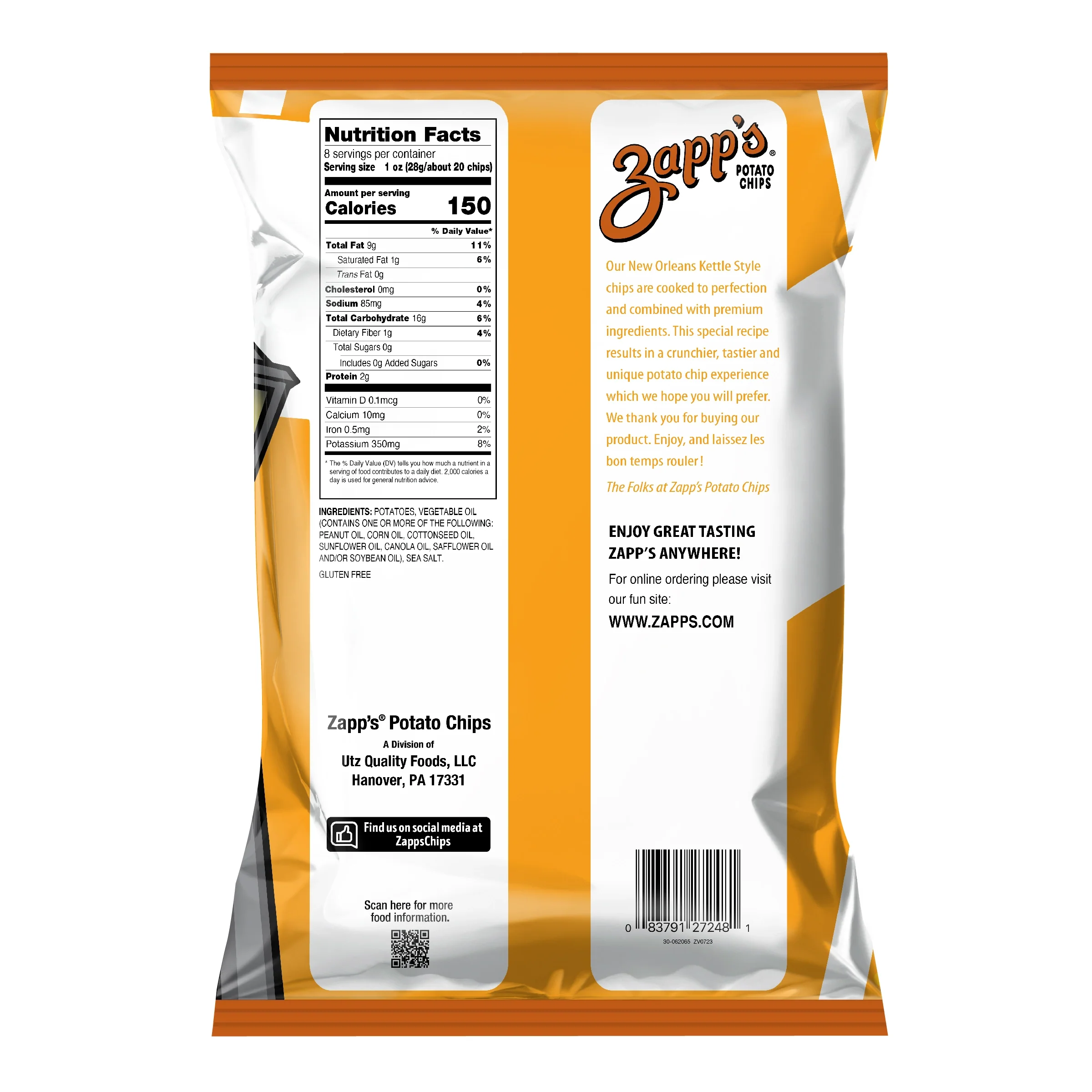 Zapp's Kettle Potato Chips Regular 8 oz - Image 6