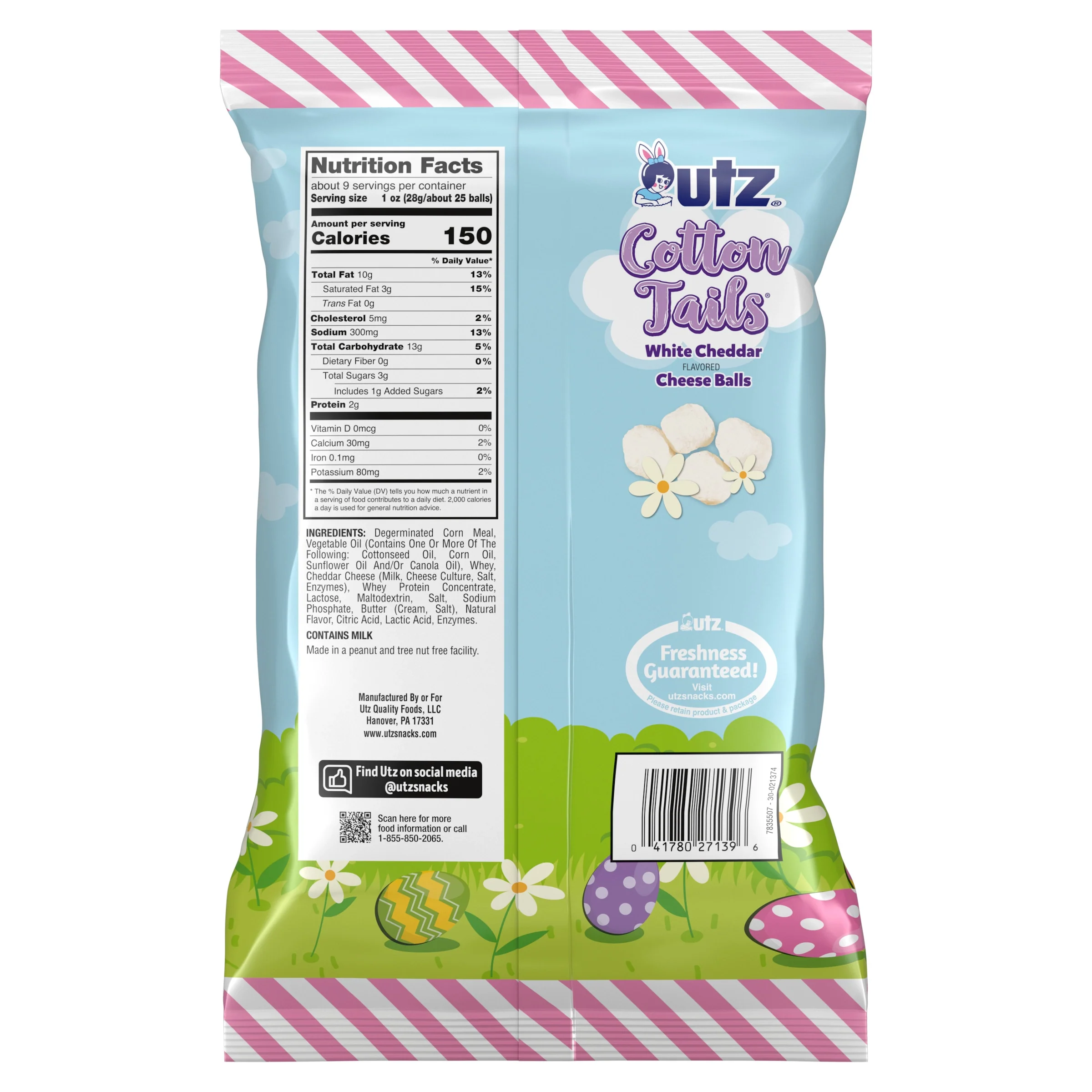 Utz Cheese Balls White Cheddar Cotton Tails 8.5 oz - Image 2