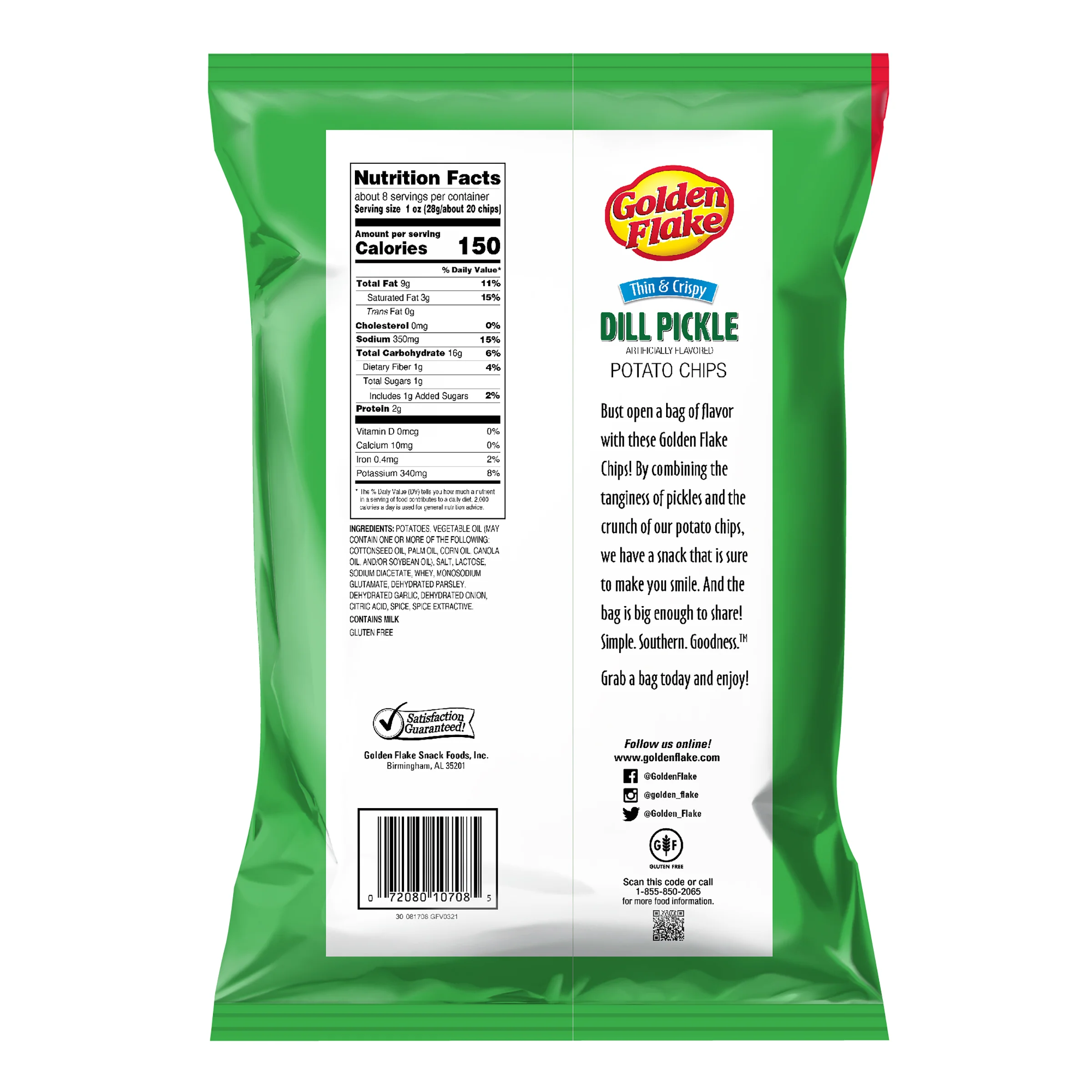 Golden Flake Potato Chips Thin & Crispy Dill Pickle - Image 6