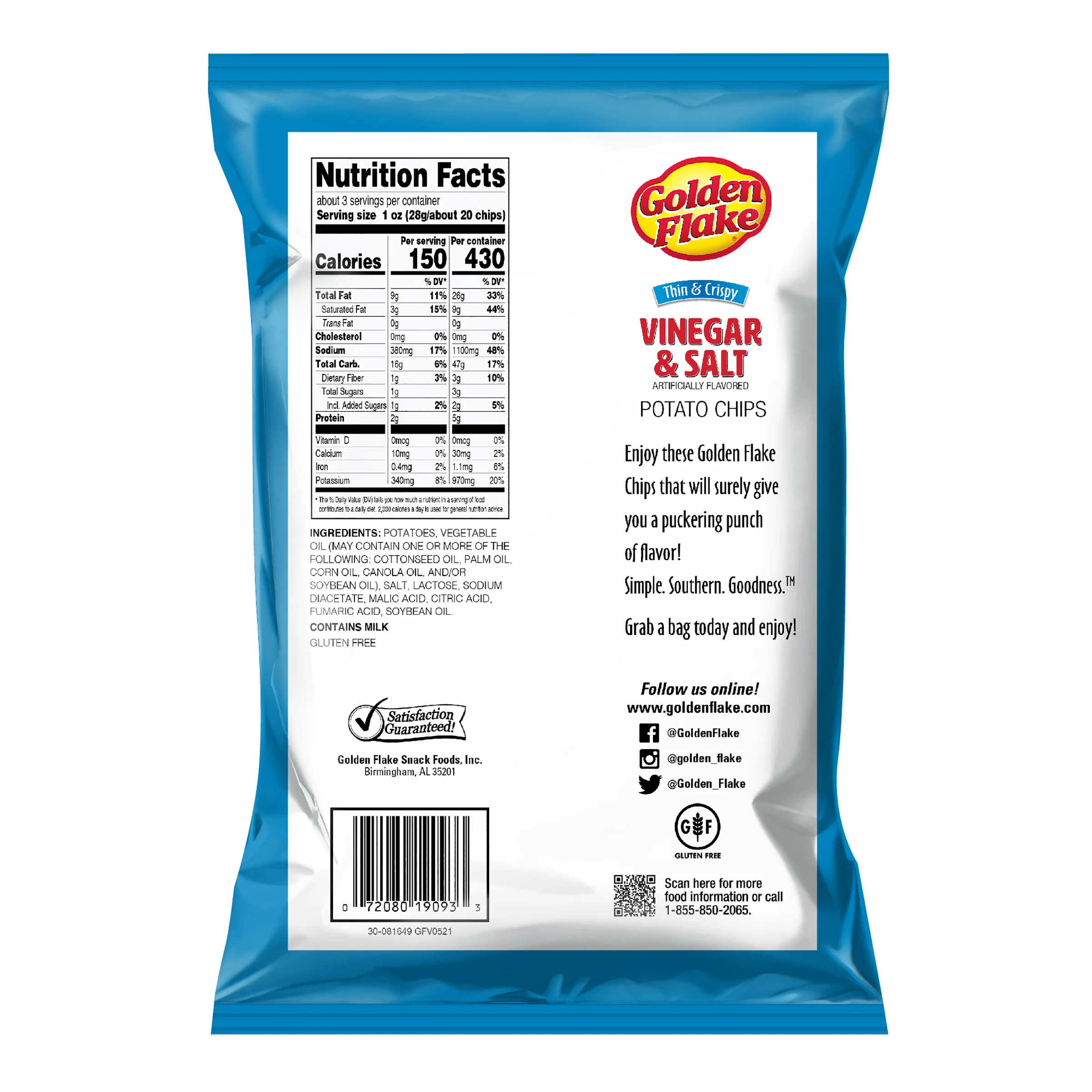 Golden Flake Potato Chips Thin & Crispy Vinegar and Salt - Image 5