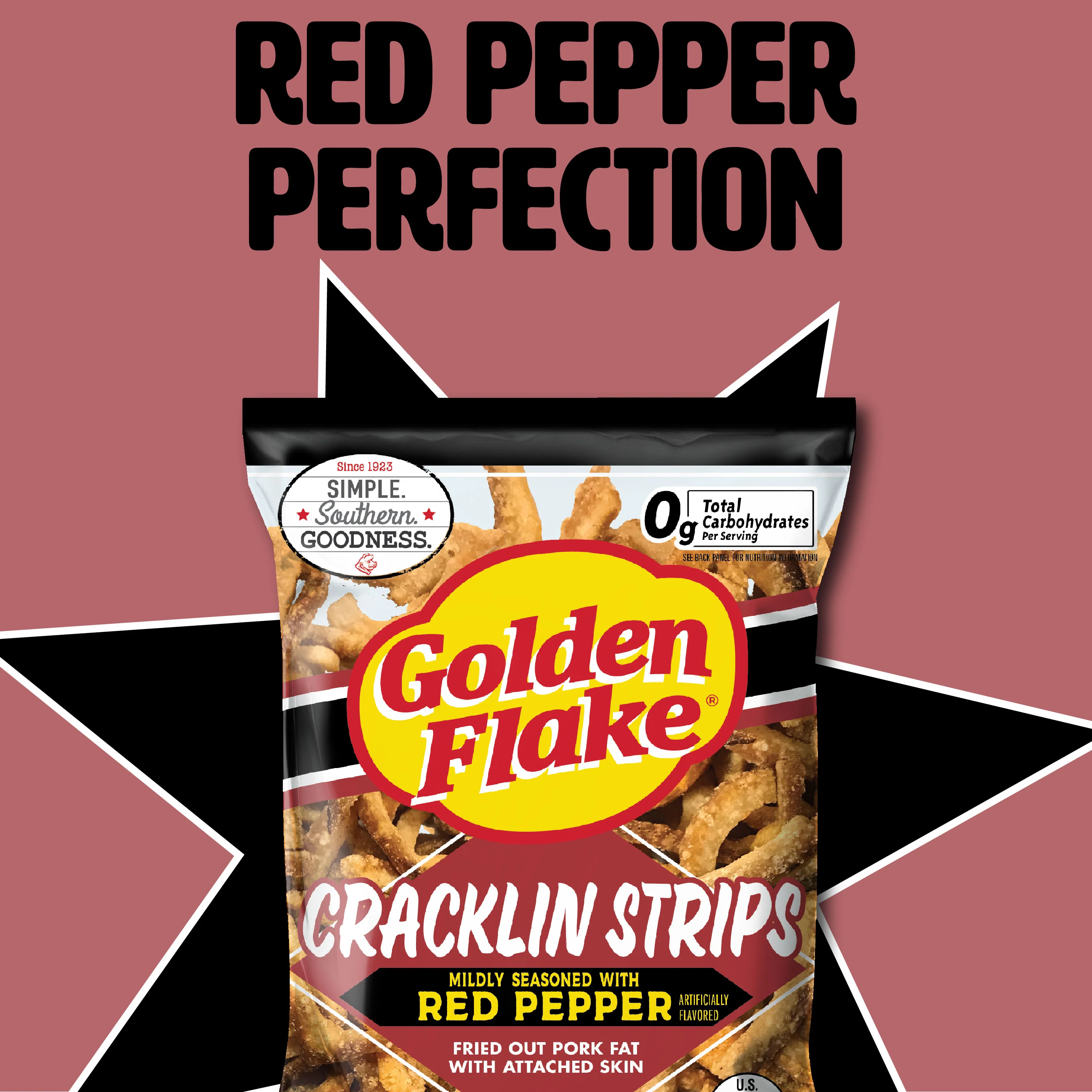 Golden Flake Pork Cracklin Skins Mild Red Pepper - Image 3