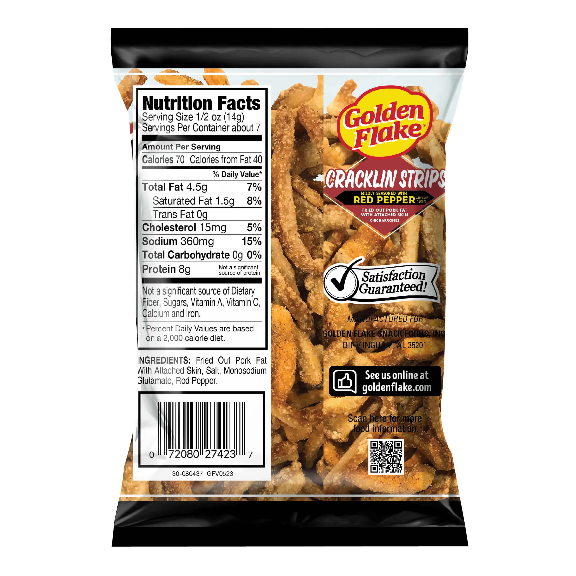 Golden Flake Pork Cracklin Skins Mild Red Pepper - Image 6