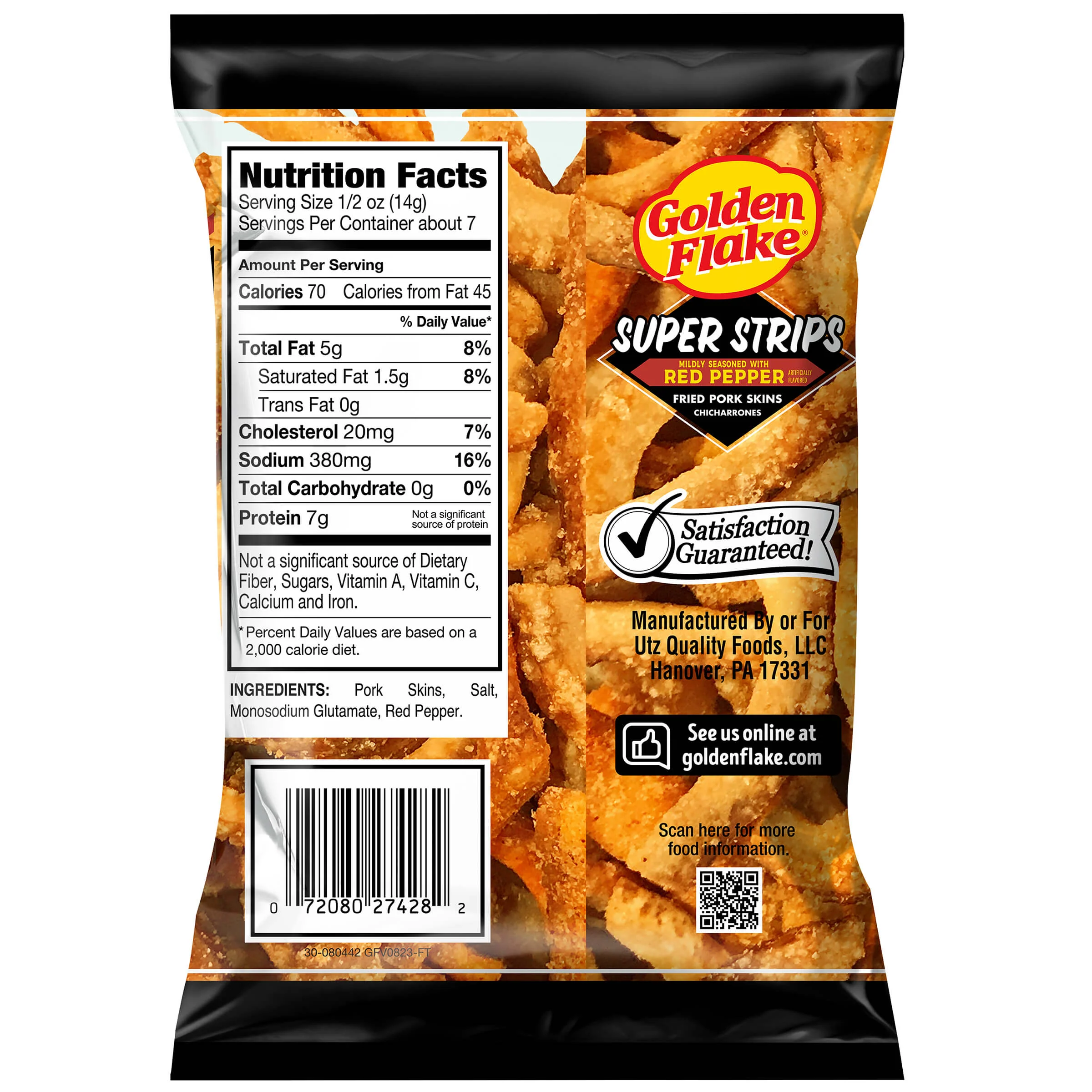 Golden Flake Pork Skins Super Strips Mild Red Pepper - Image 7