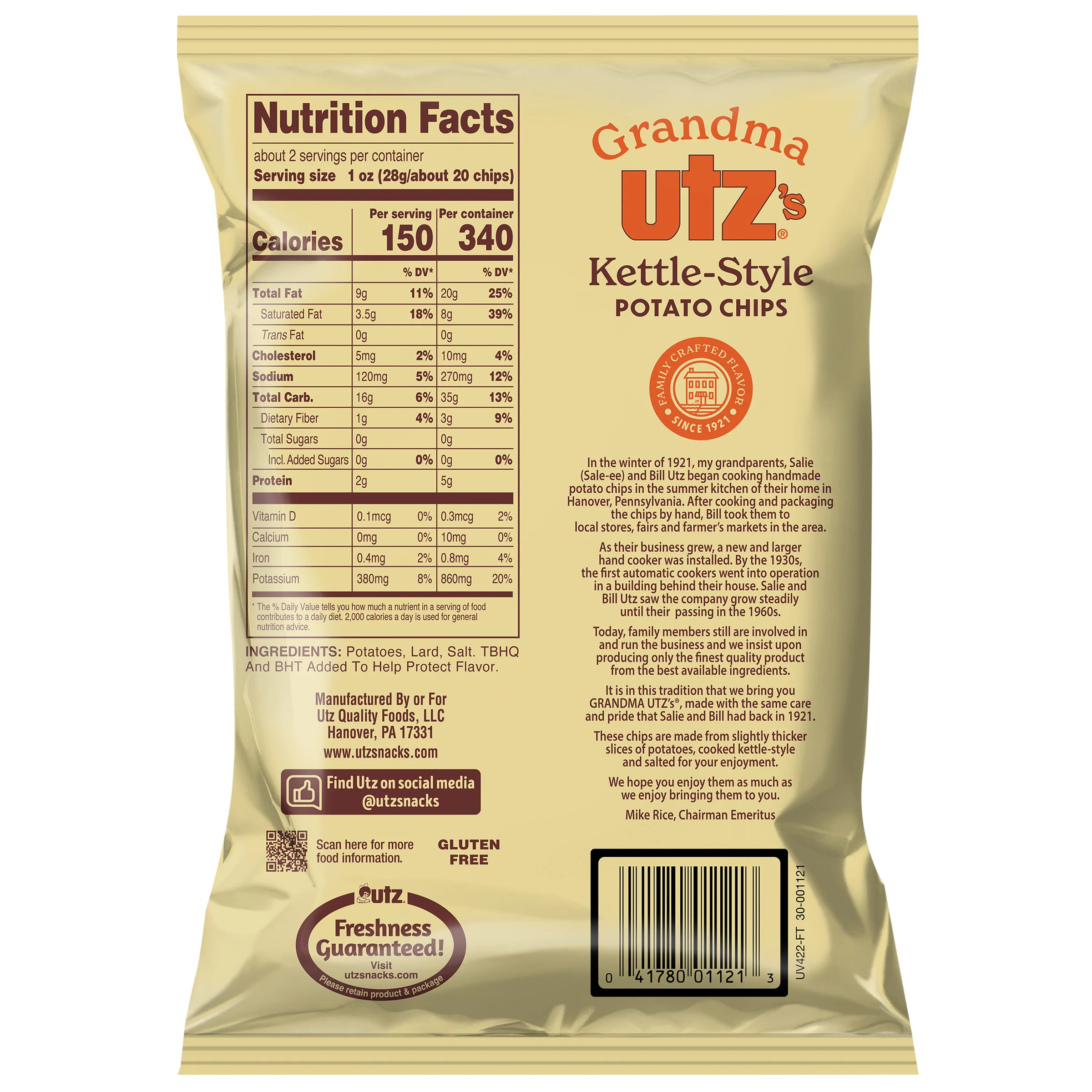 Grandma Utz Kettle-Style Potato Chips Regular 2.25 oz. - Image 6
