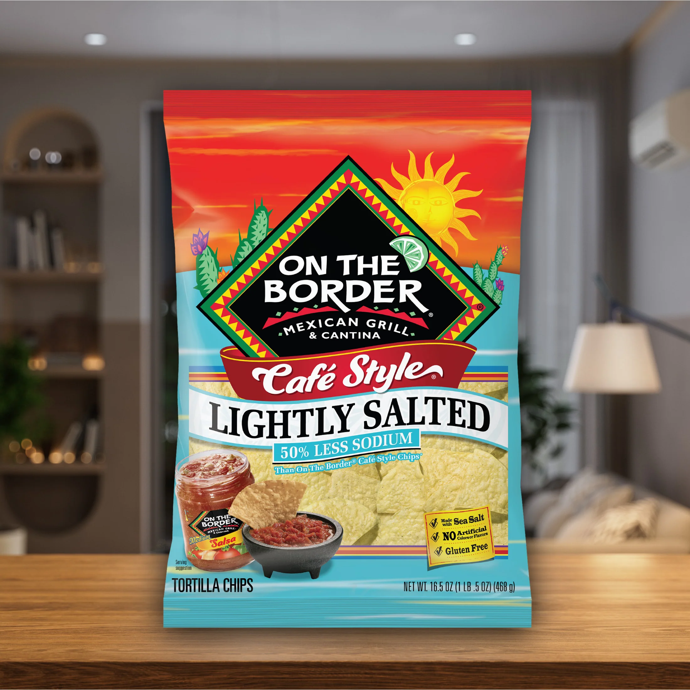 On The Border Lightly Salted Cafe Style Tortilla Chips - Image 3