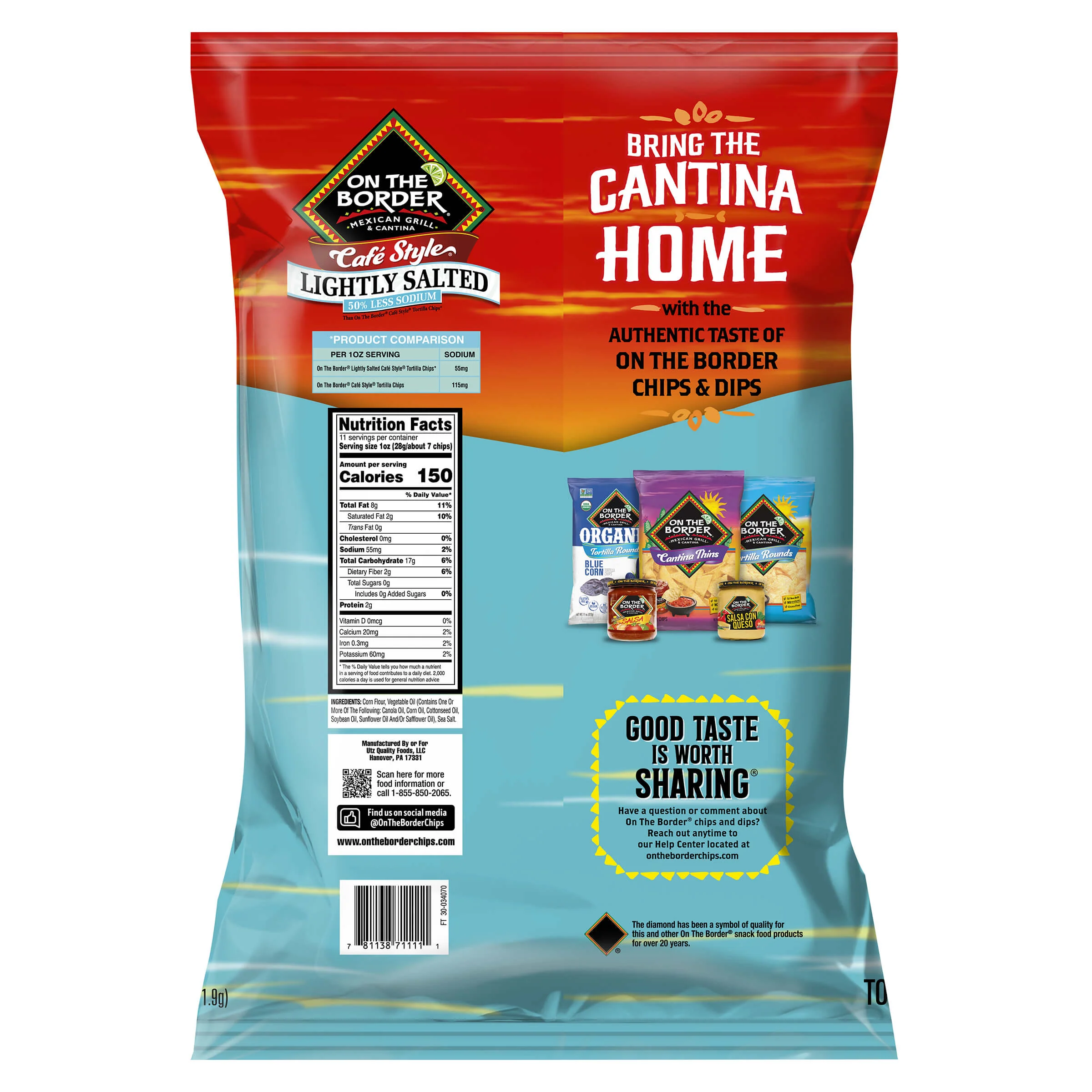 On The Border Lightly Salted Cafe Style Tortilla Chips - Image 6