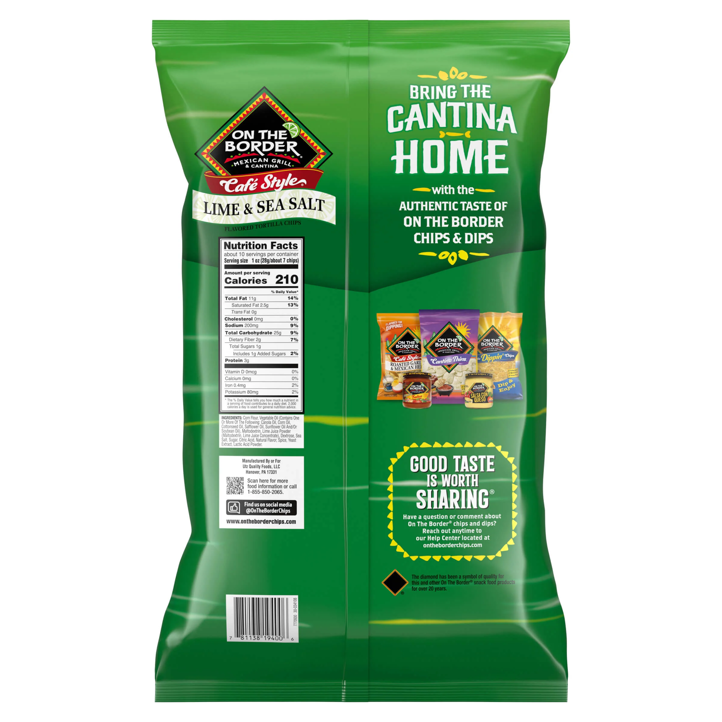 On The Border Cafe Style Lime & Sea Salt Tortilla Chips - Image 5