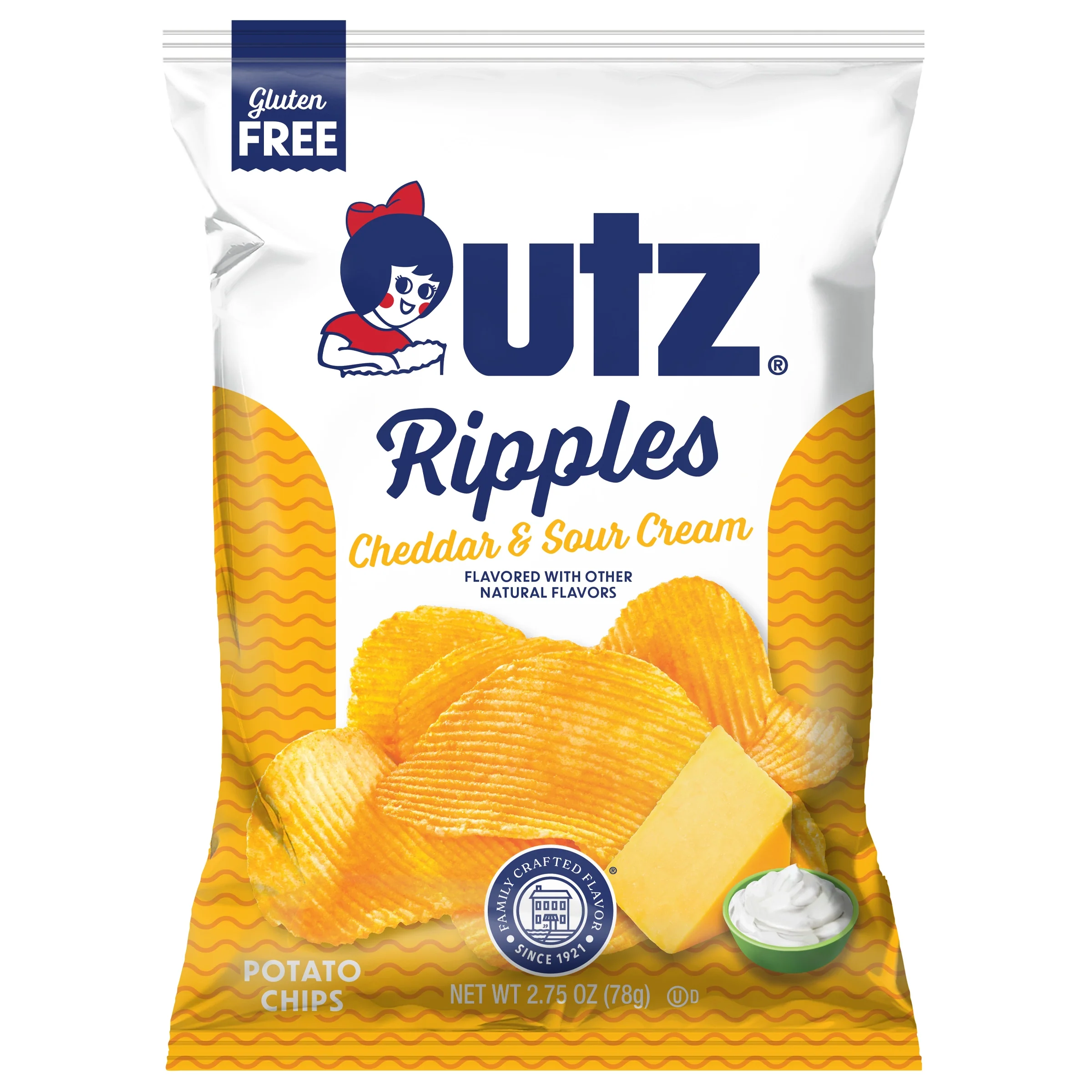 Utz Cheddar & Sour Cream Ripple Potato Chips 2.75 oz.