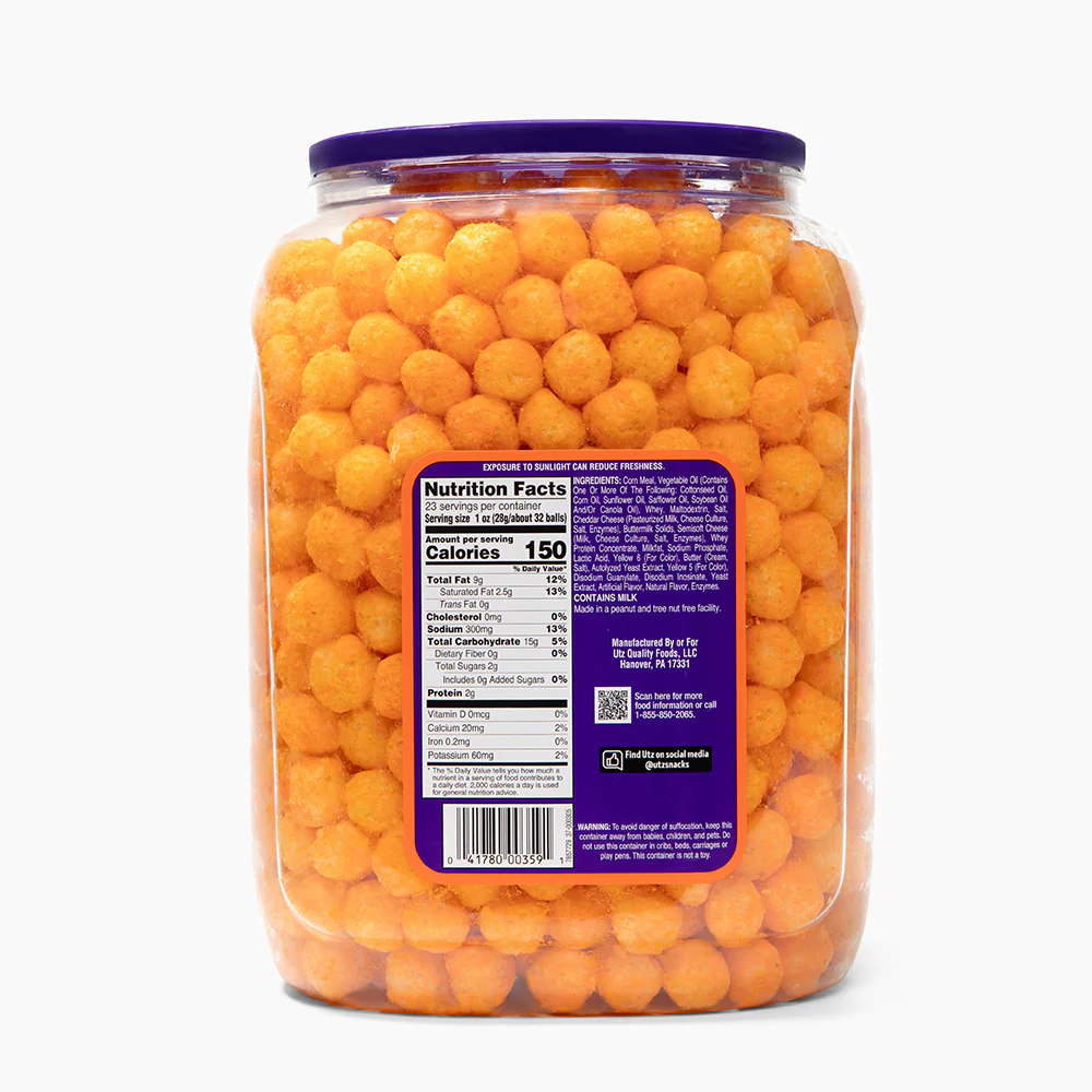 Utz Cheddar Cheese Balls Barrel - Image 7