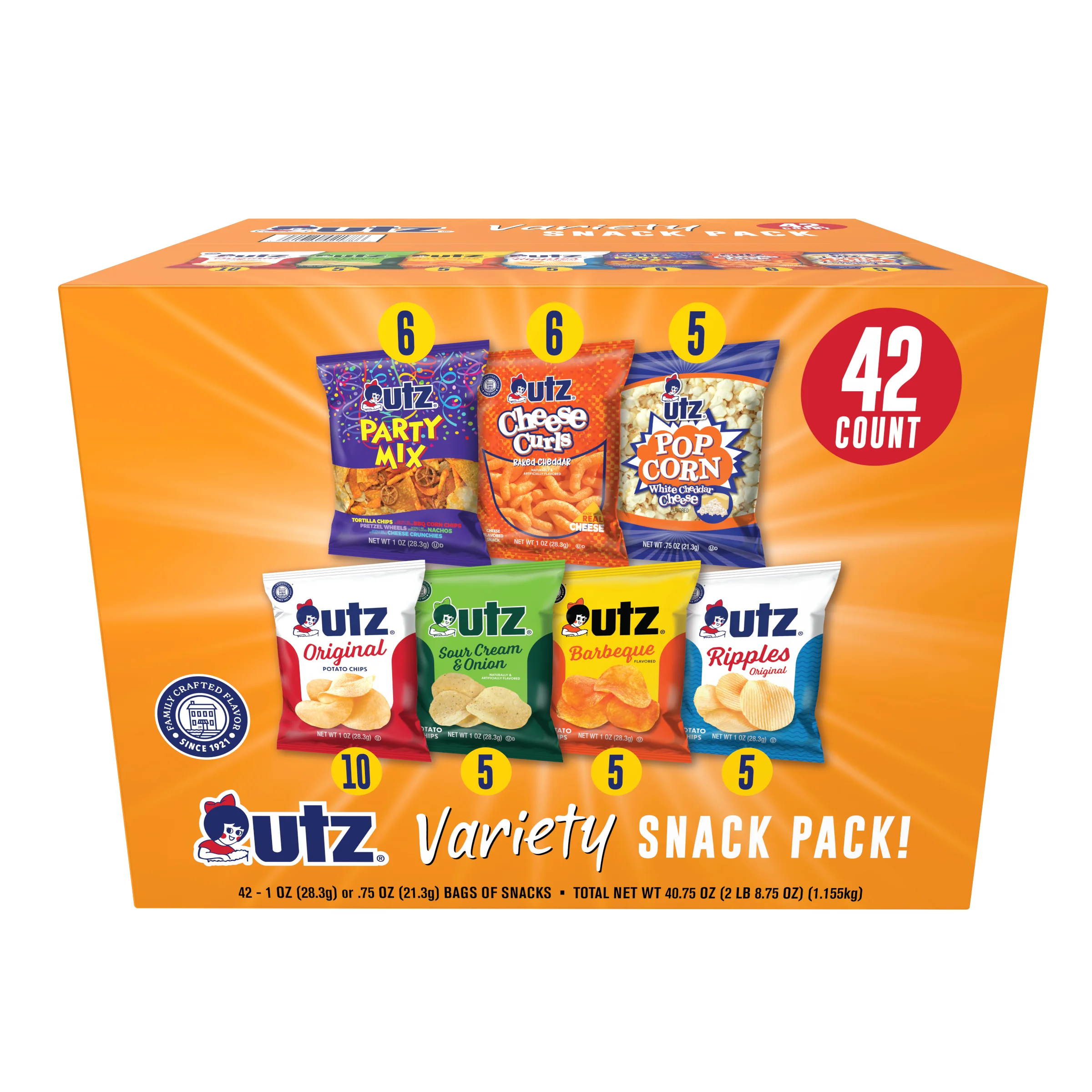 Utz Snack Variety Pack 42 count Box of .75 - 1 oz Bags - Image 7