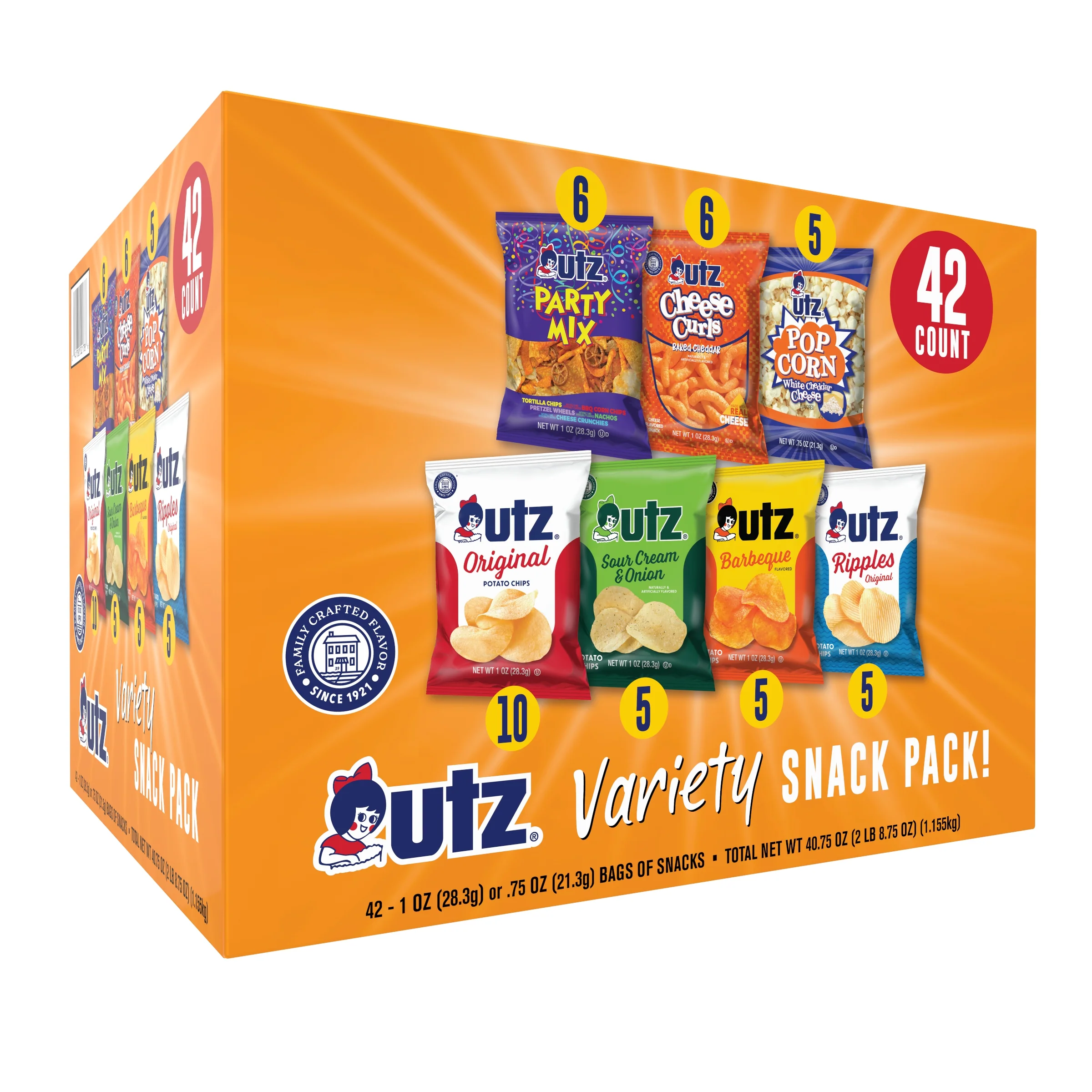 Utz Snack Variety Pack 42 count Box of .75 - 1 oz Bags - Image 8