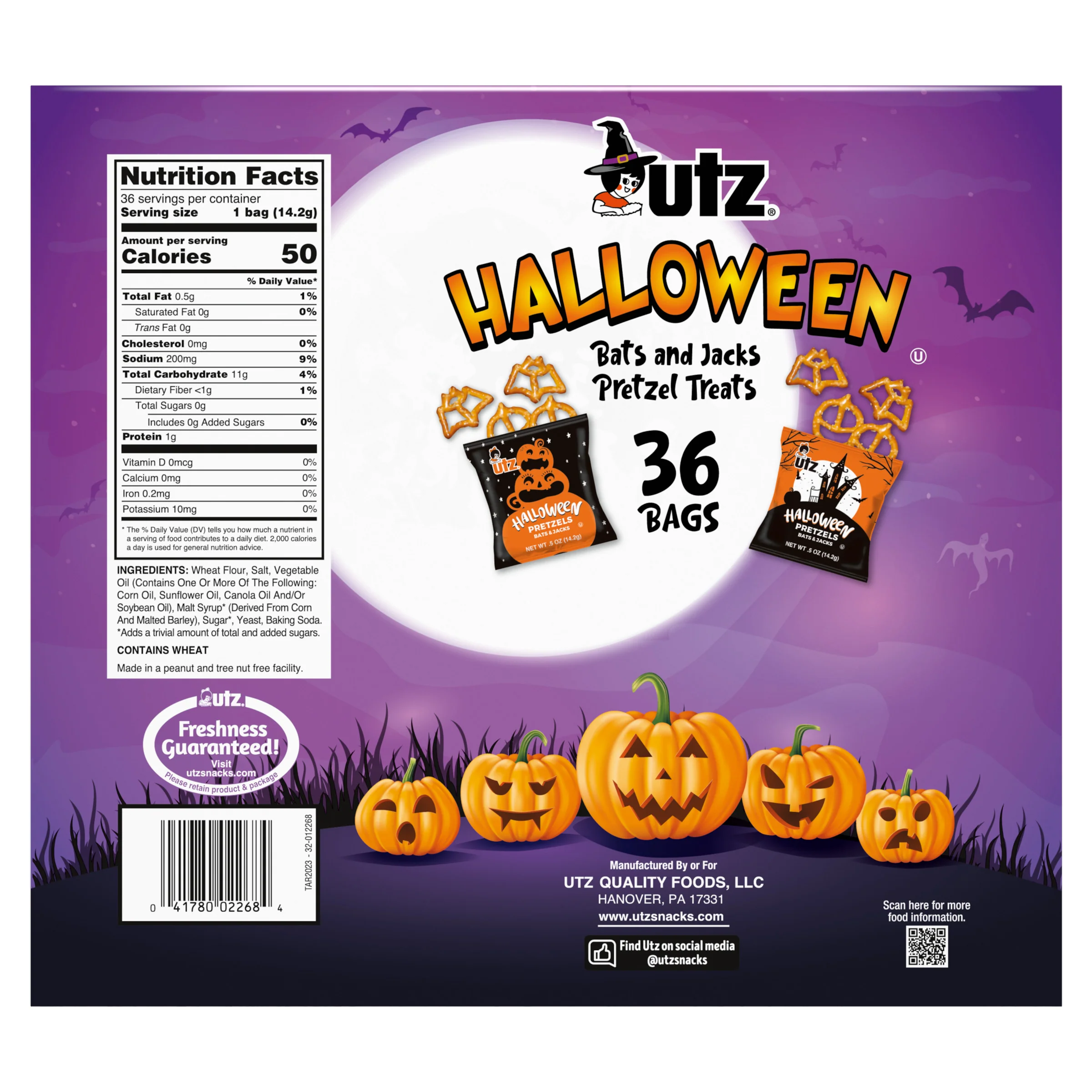 Utz Halloween Bats & Jacks Pretzel Treats - Trick-or-Treat Handouts (2pk) - Image 6