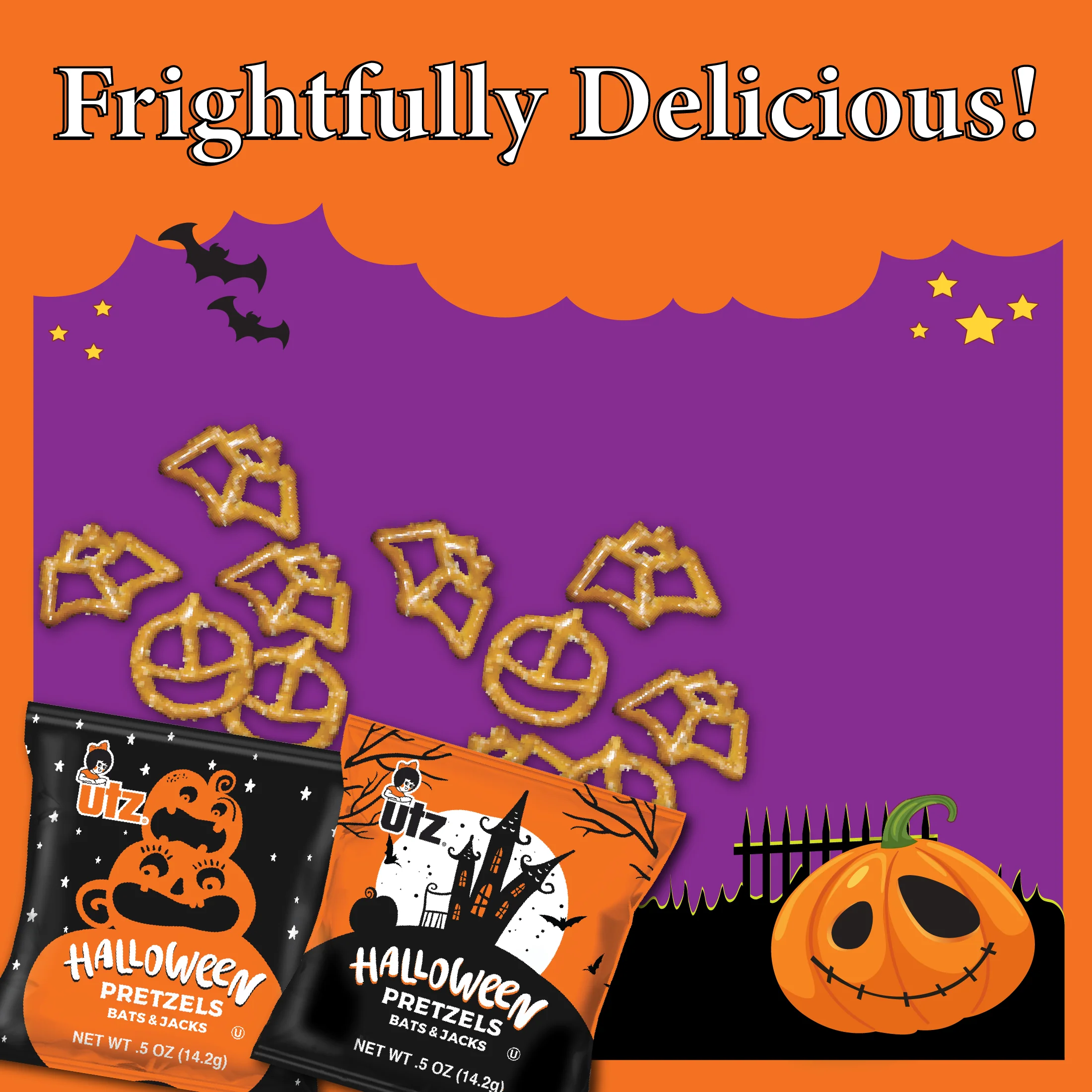 Utz Halloween Trick-or-Treat Duo – Mini Cheese Balls & Bats & Jacks Pretzels - Image 3