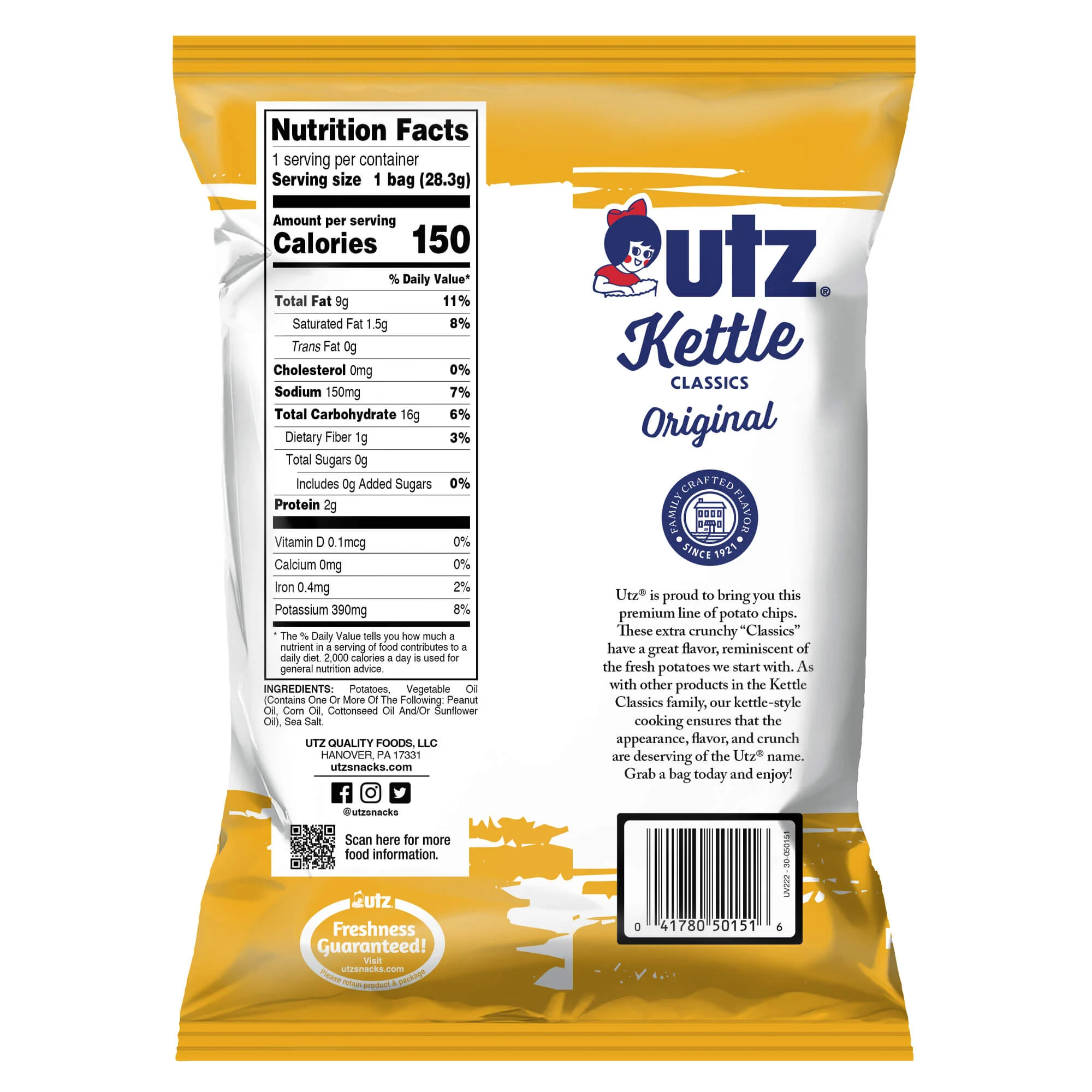 Utz Kettle Classics Potato Chips Original 1 oz. - Image 6