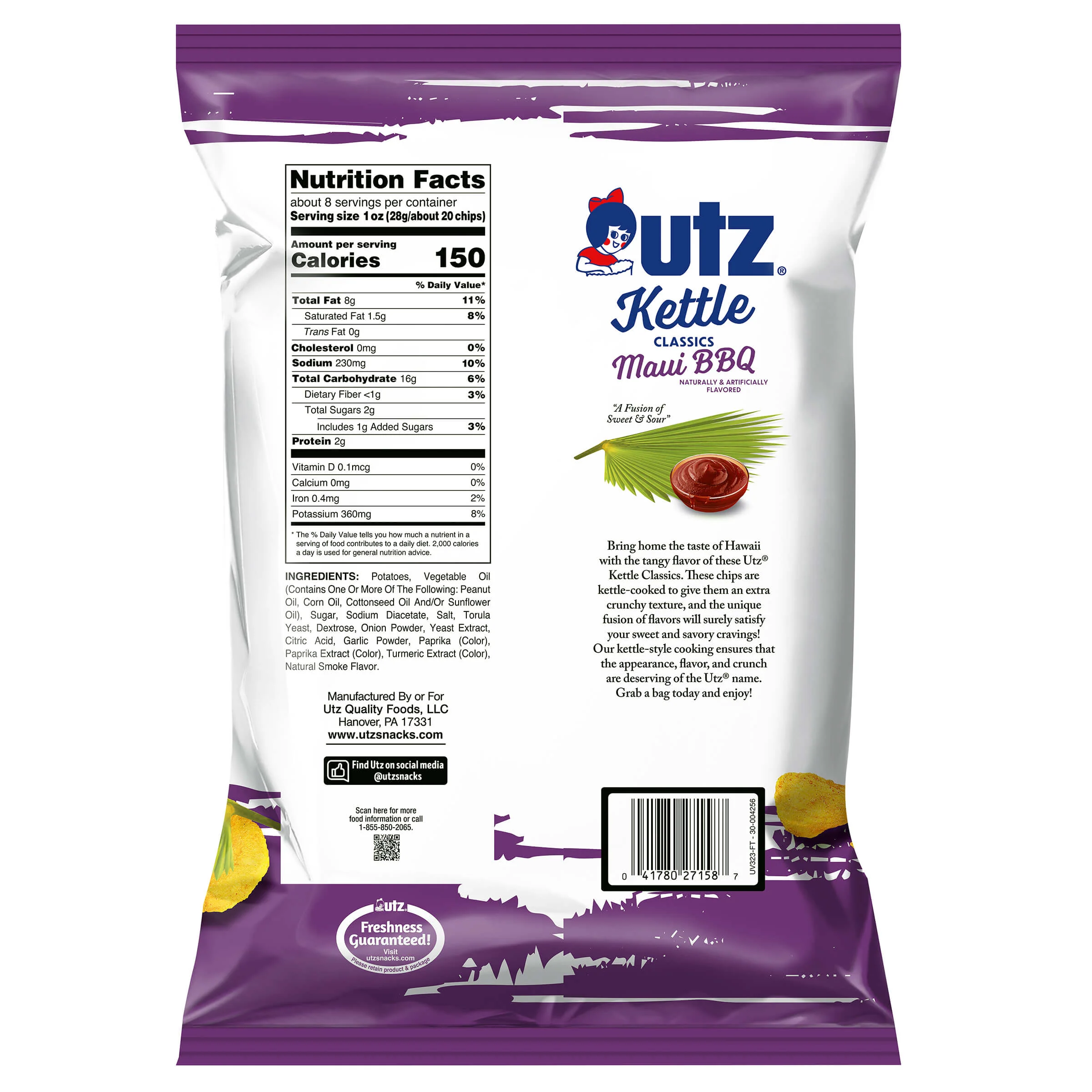 Utz Kettle Classics Potato Chips Maui BBQ 7.5 oz - Image 4