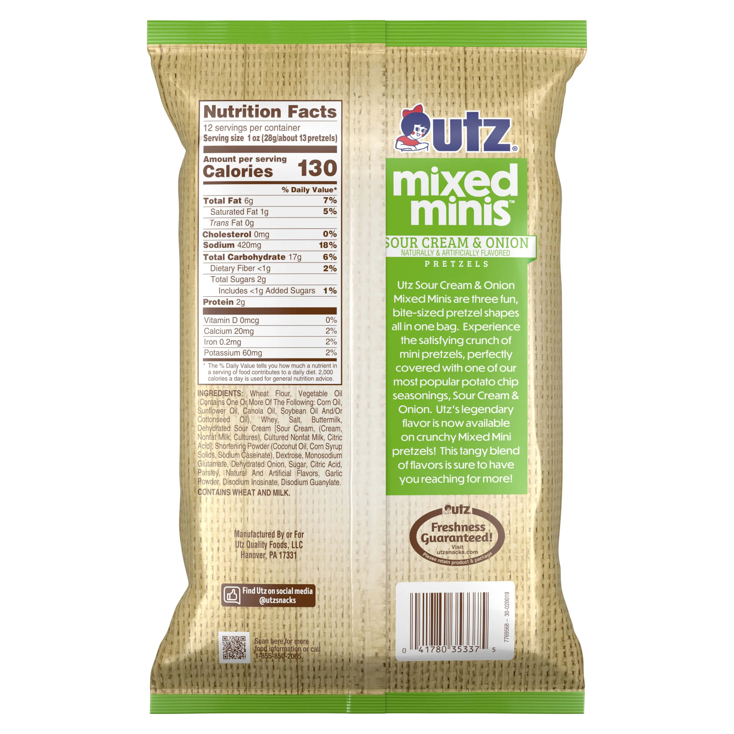 Utz Mixed Minis ® Pretzels, Sour Cream and Onion - Image 6