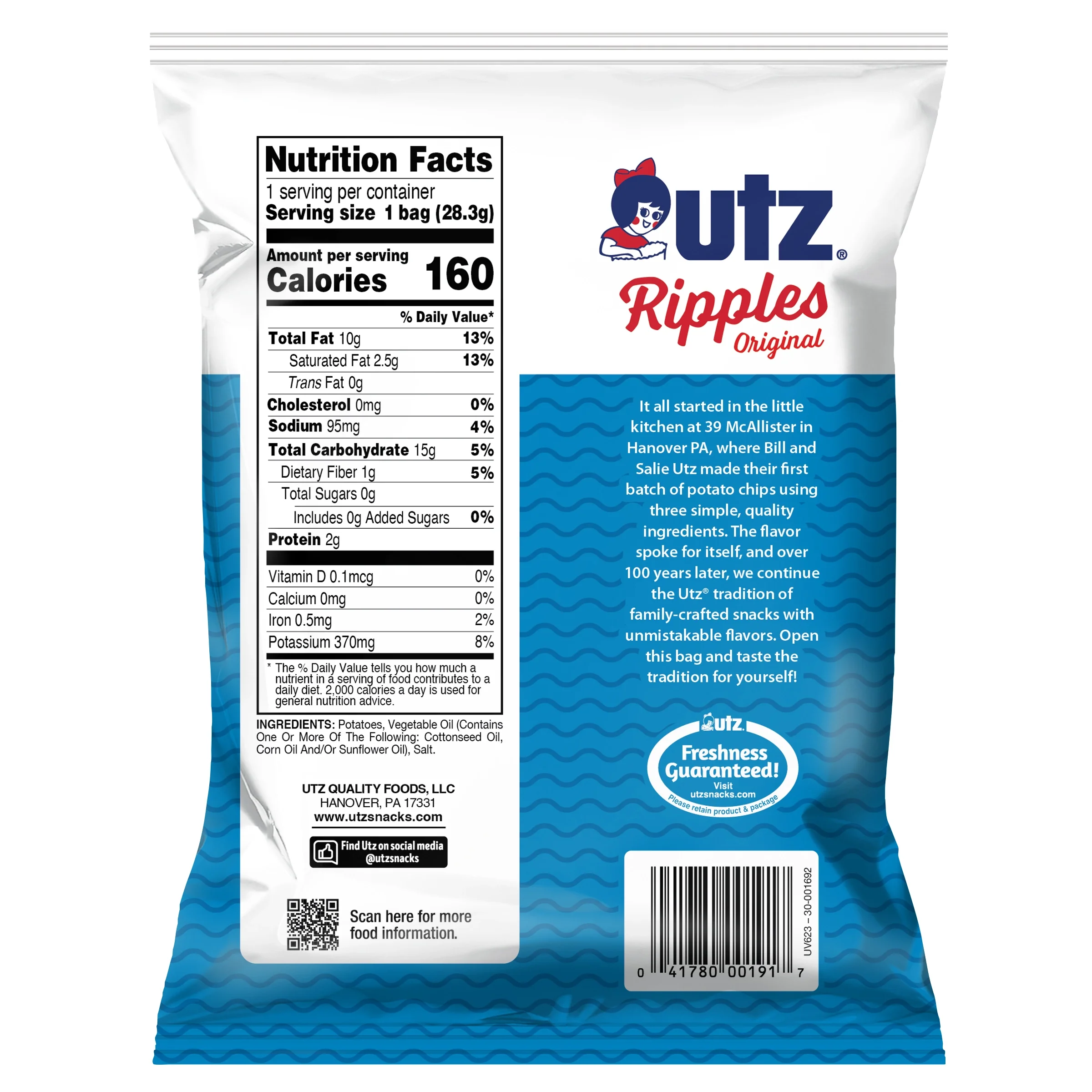 Utz Potato Chips Ripples Original 1 oz. - Image 6