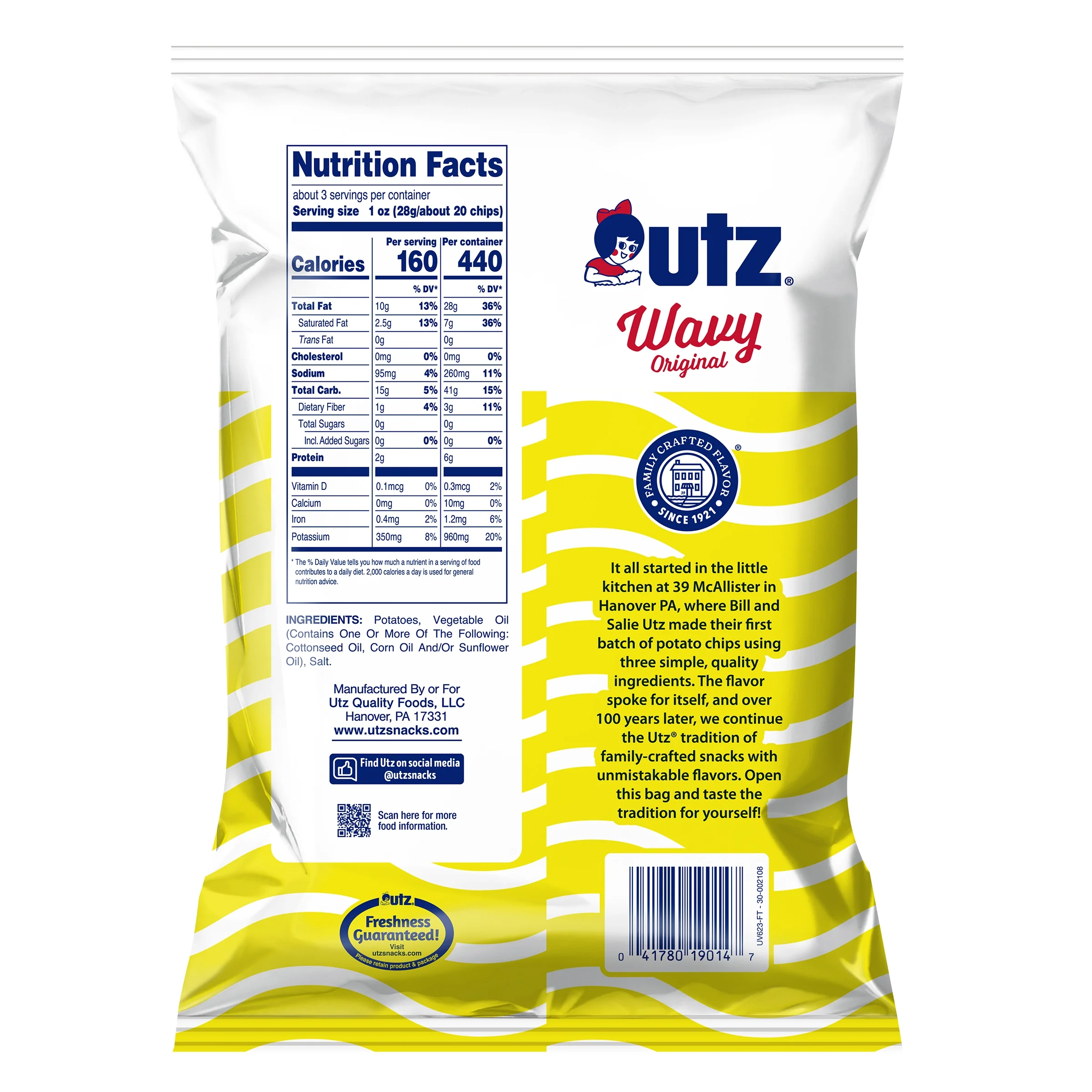 Utz Potato Chips Wavy Classic 2.75 oz. - Image 2