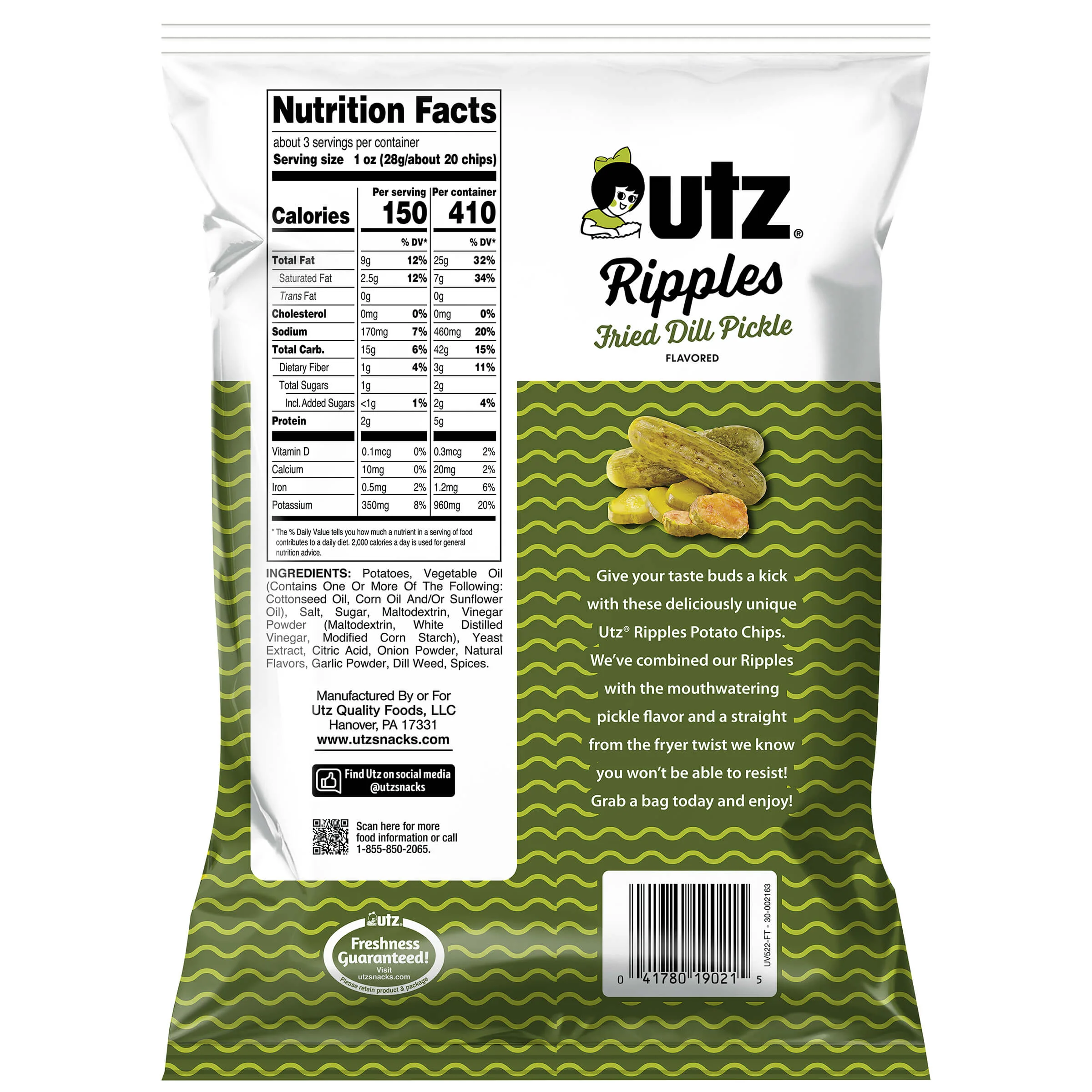 Utz® Ripples Fried Dill Pickle Potato Chips - Image 8