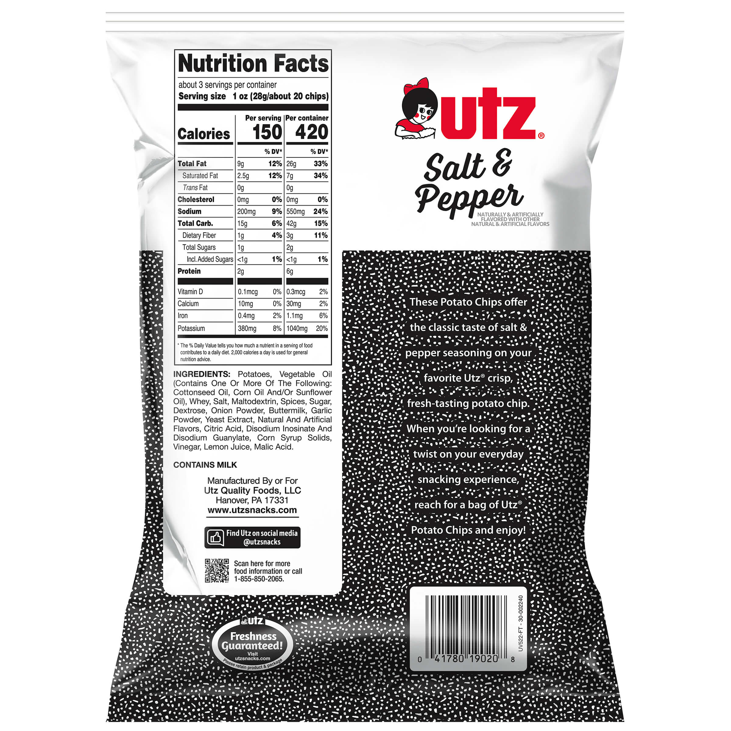 Utz Salt & Pepper Potato Chips - Image 5