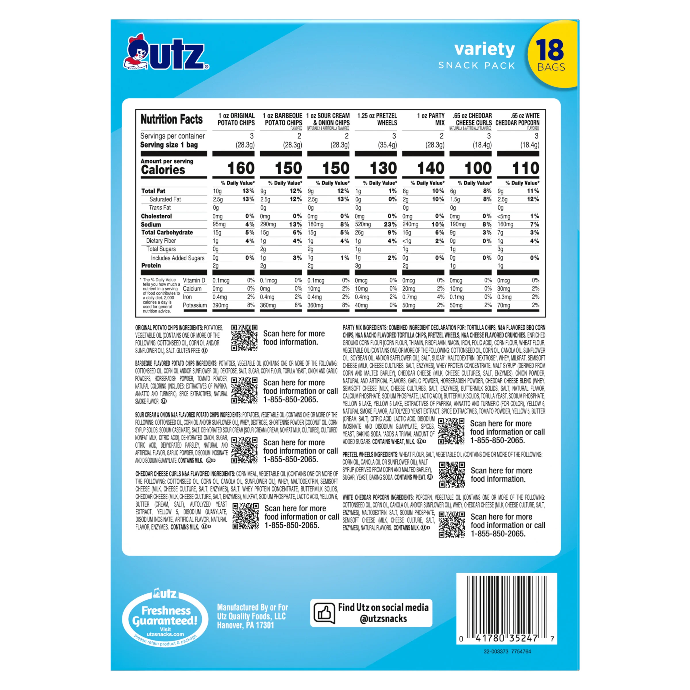 Utz Variety Snack Pack – 18ct Individual Bags (2 pack) - Image 6