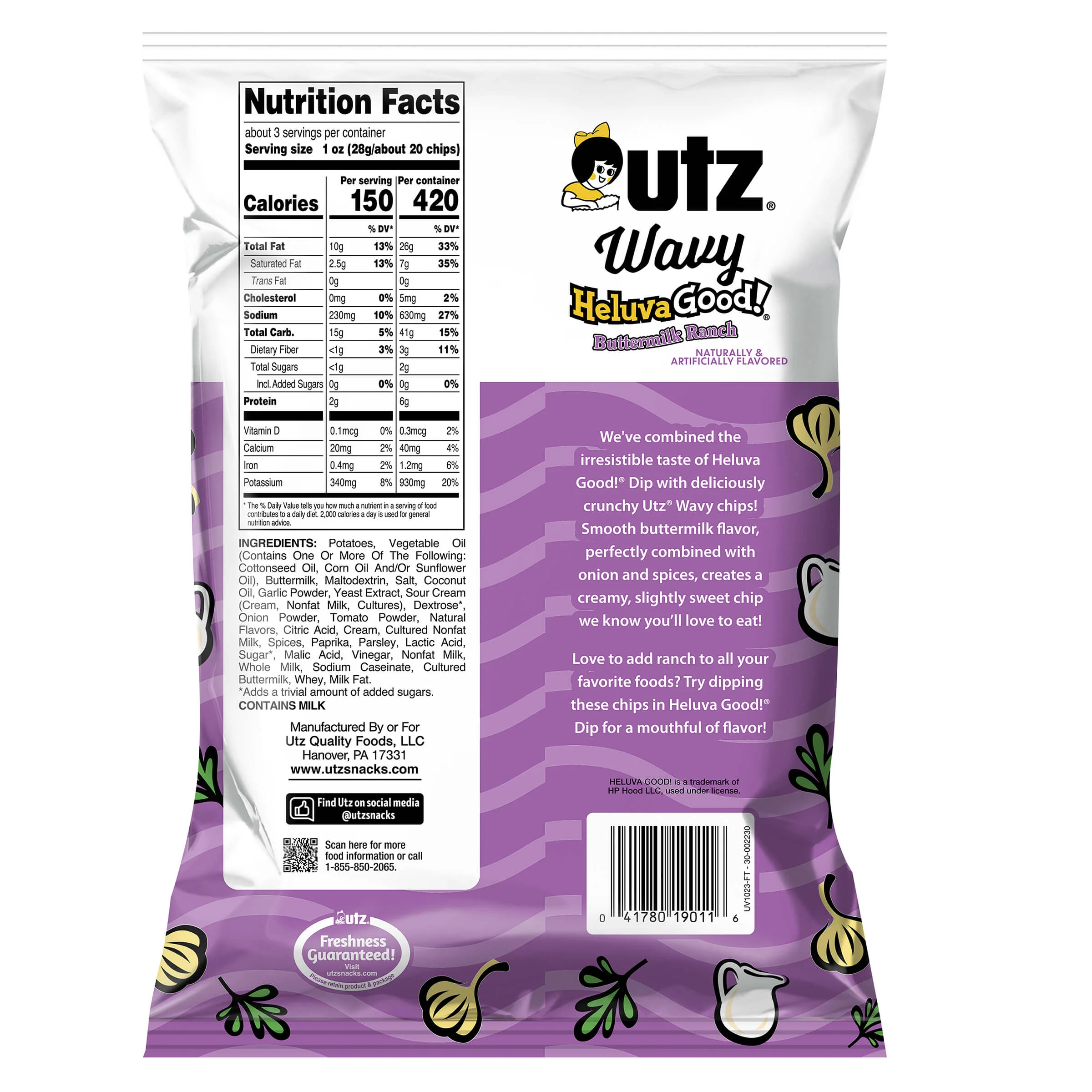 Utz Wavy Heluva Good Buttermilk Ranch Potato Chips - Image 7