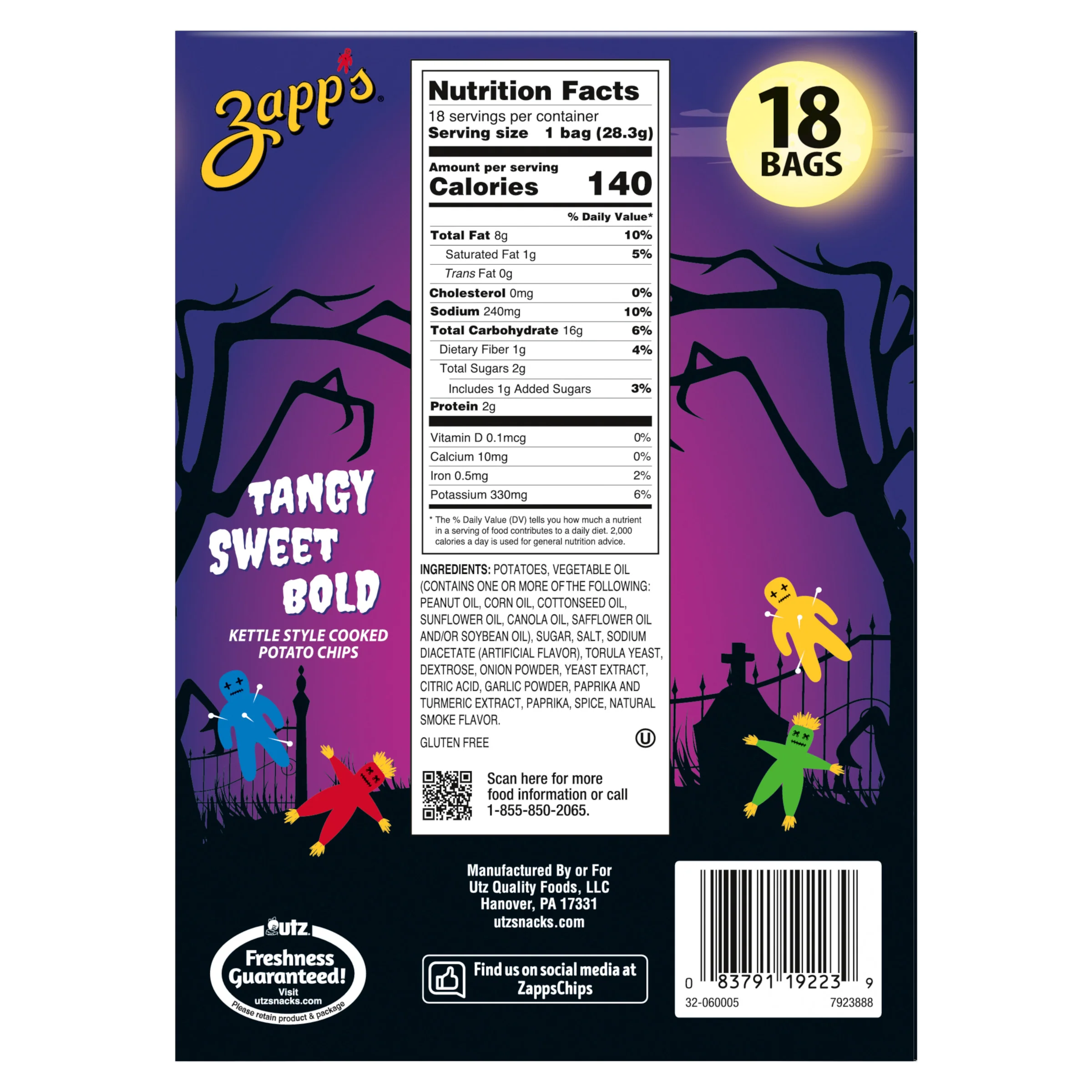 Zapp’s Voodoo Kettle Style Potato Chips Halloween Snack Pack – 18ct (1oz Bags), 2pk - Image 6