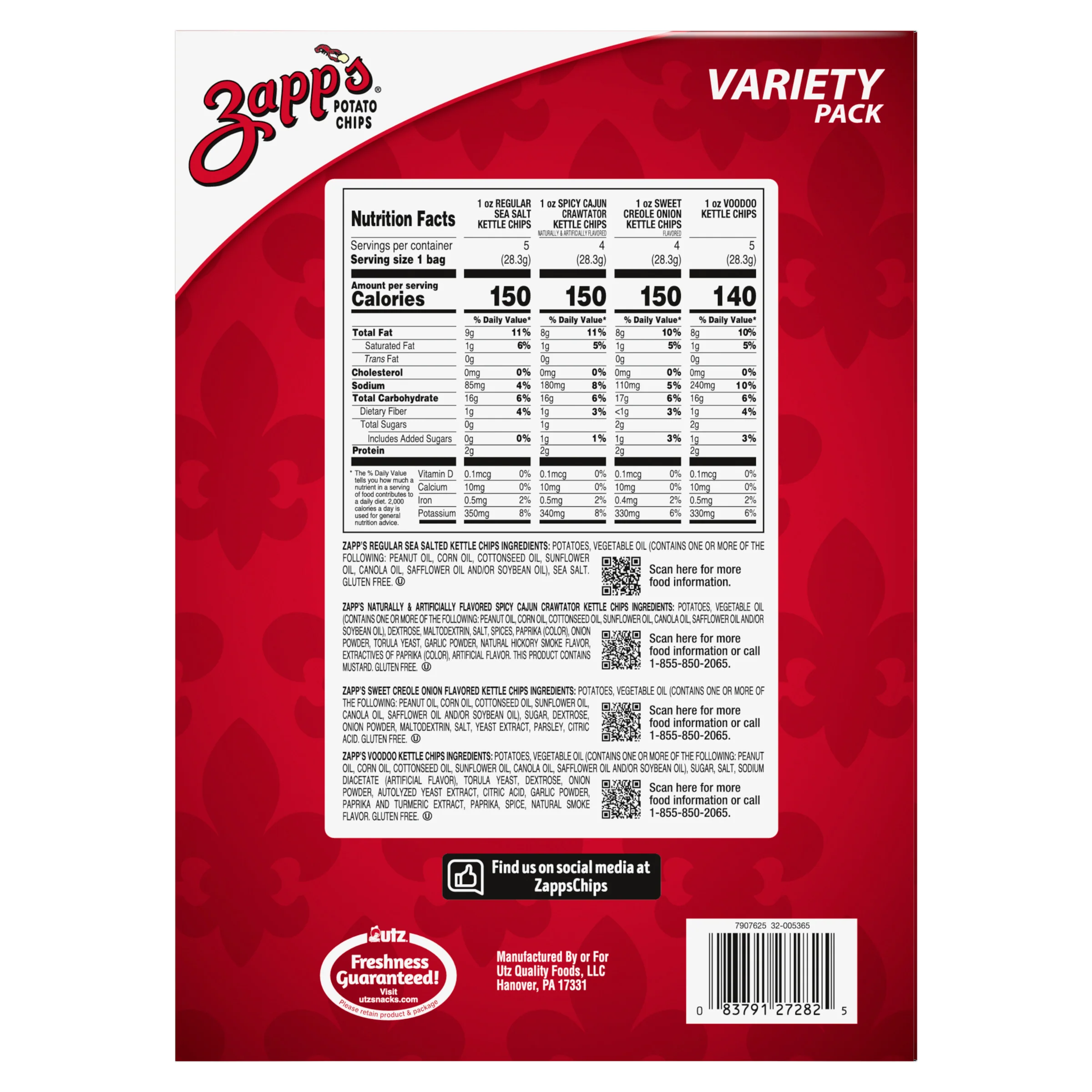 Zapp’s Kettle Chips Variety Pack – 18ct Snack Bags (2 pack) - Image 6